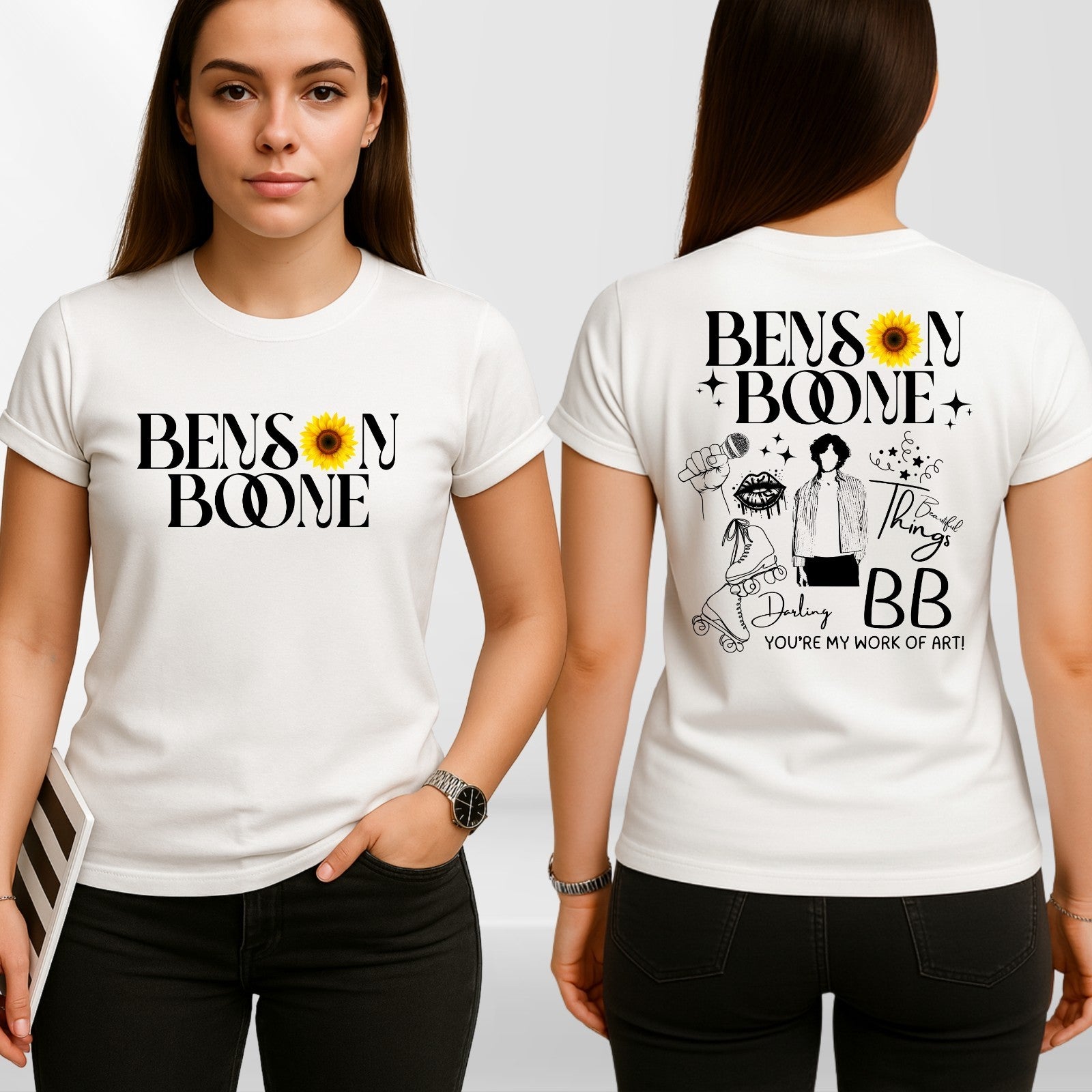 Benson Bonne Front & Back T shirt, Benson Boone concert lyrics tee top