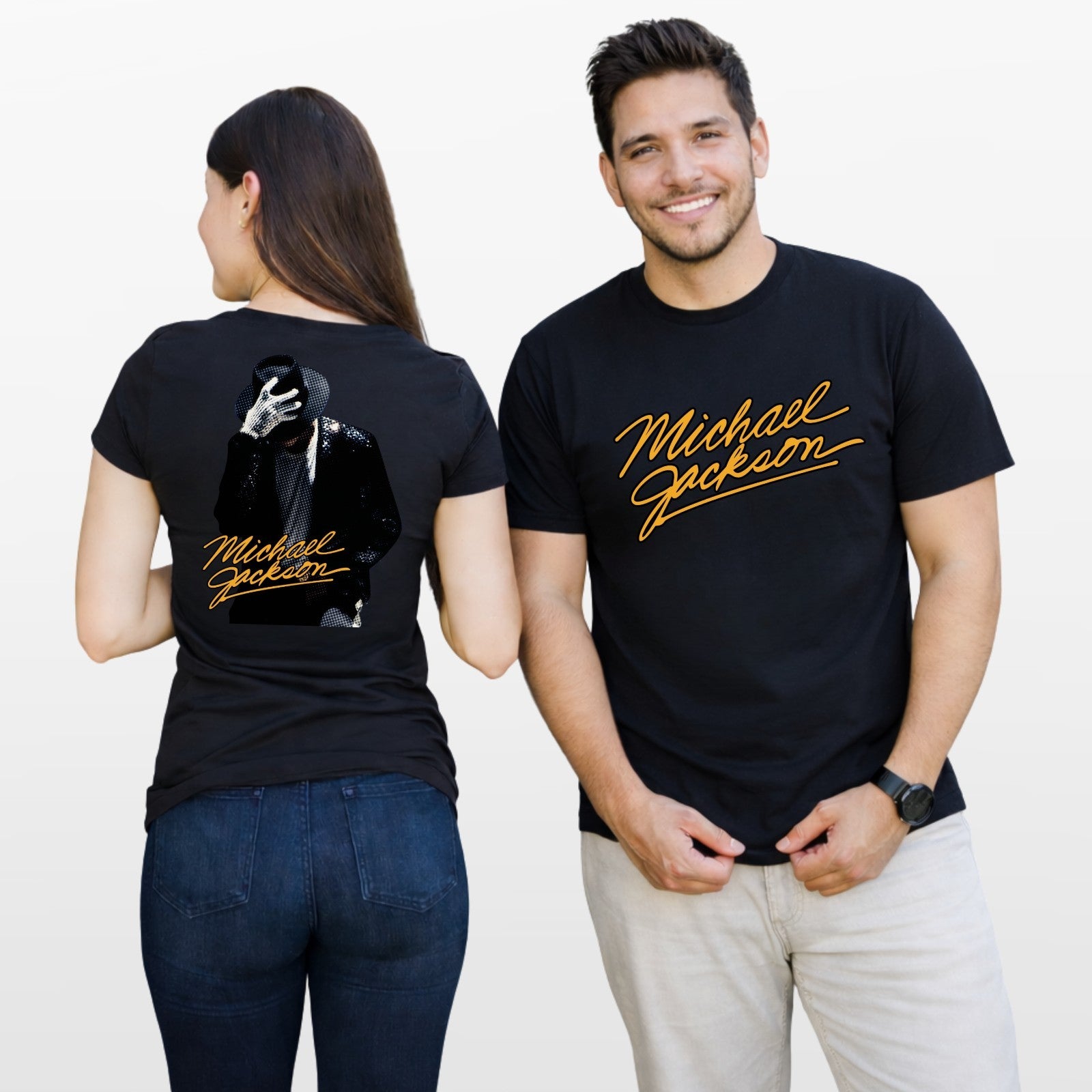 Michael Jackson Retro Pop Music T Shirt Front Back Graphic Unisex Tee