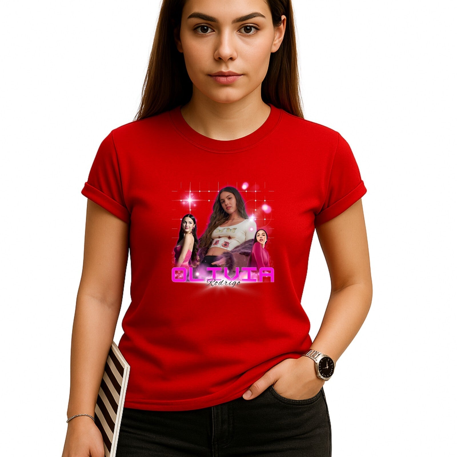 Retro Pop Girl Collage Style Graphic T-Shirt product view 5