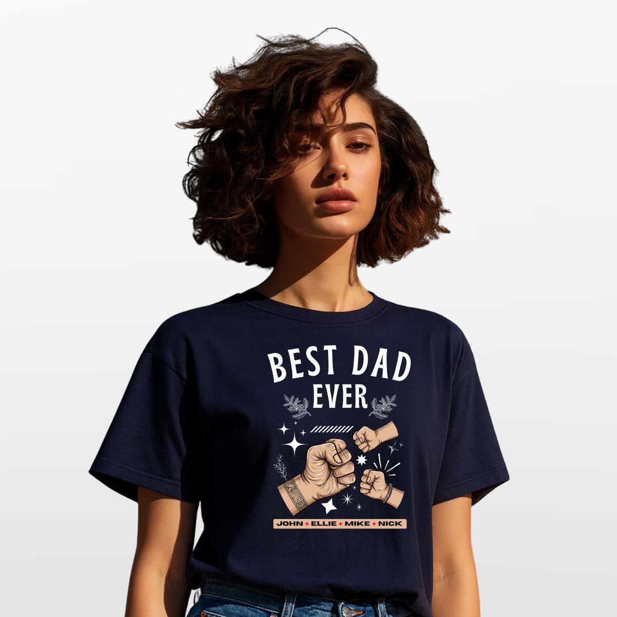 Personalized Best Dad Ever T Shirt Custom Name Fathers Day Gift Unisex Tee