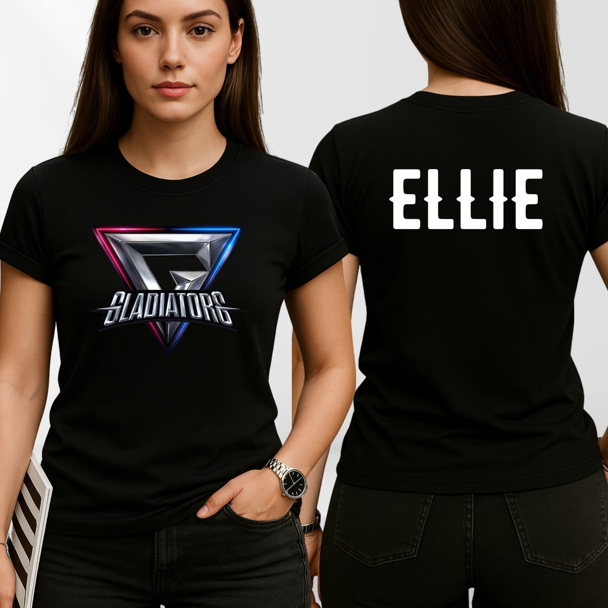 Personalised Gladiators Adult Kids T-Shirt Gaming Team Gamer 90's TV Show Xmas
