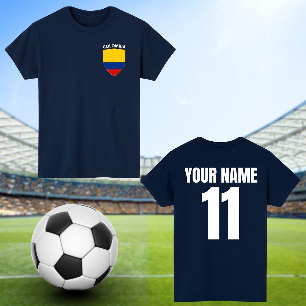 Personalised Colombia Football T-Shirt Custom Name And Number Sports Lover To