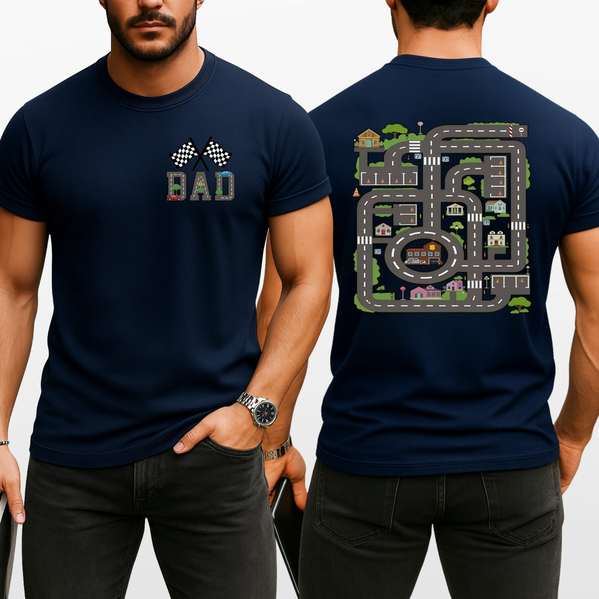 Funny Racing Dad T Shirt Fathers Day Car Track Daddy Unisex Gift Tee Top