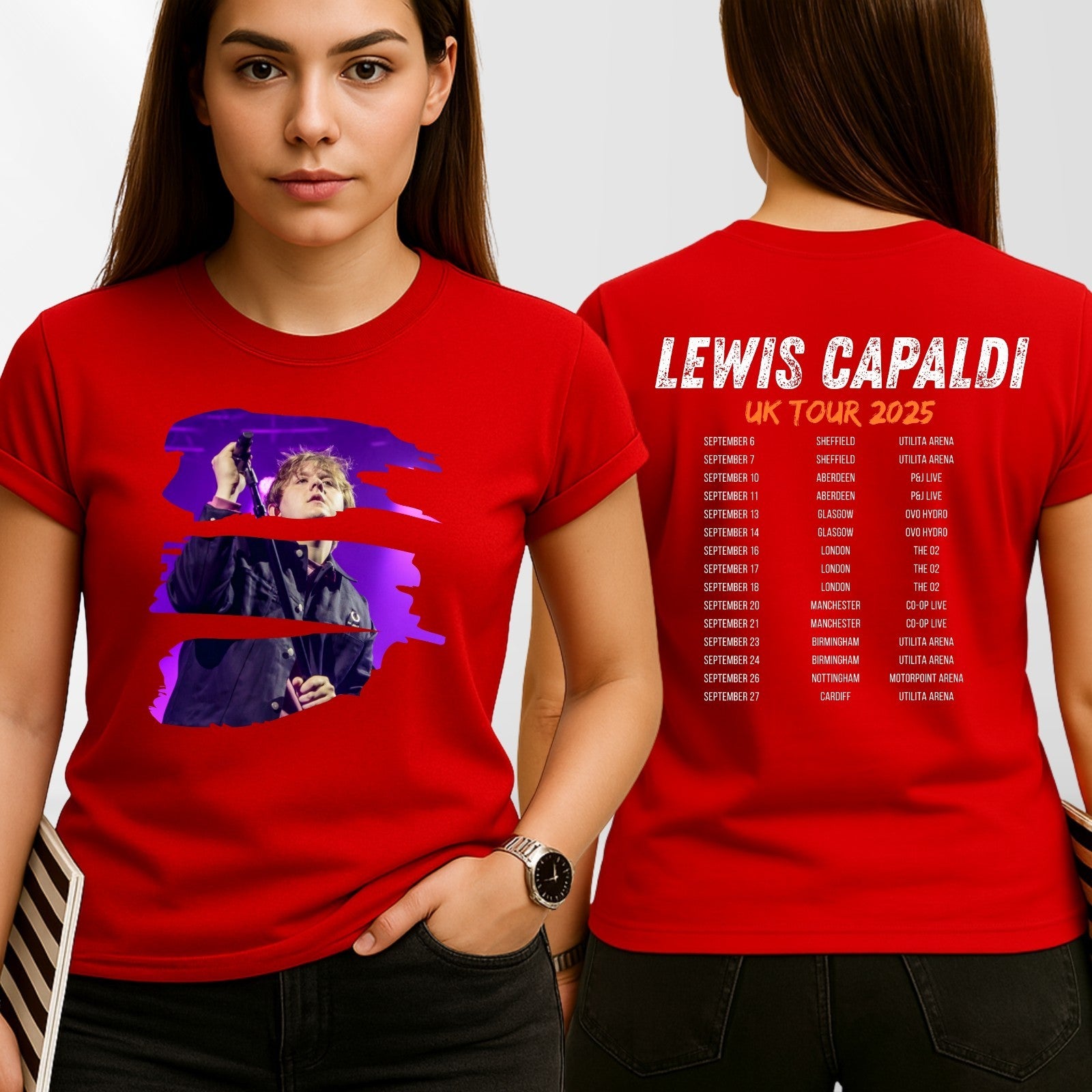 Lewis Capaldi UK Tour 2025 T-Shirt Concert Merch Front & Back Fan Gift Tee Top