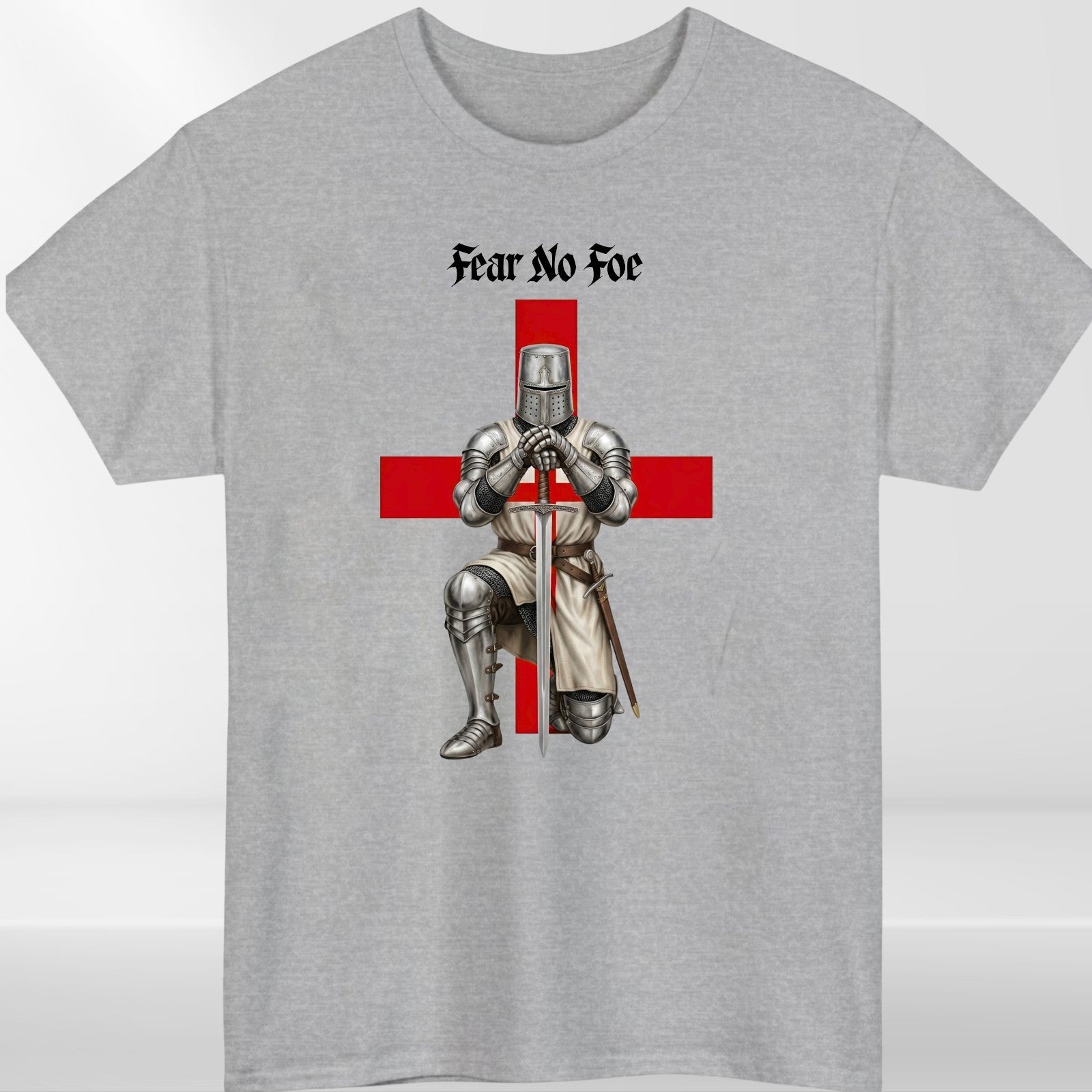 St George's Day Fear No Foe T-Shirt England Knight Cross Unisex Gift Medieval Te