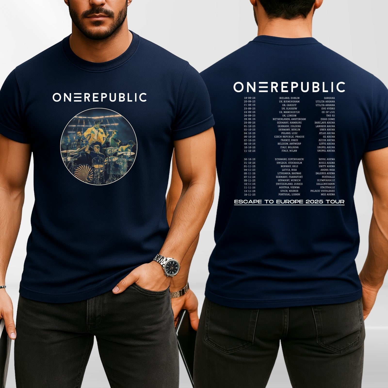 One Republic T-Shirt, Escape To Europe 2025 Tour Dates Concert Fan Gift Tee Top