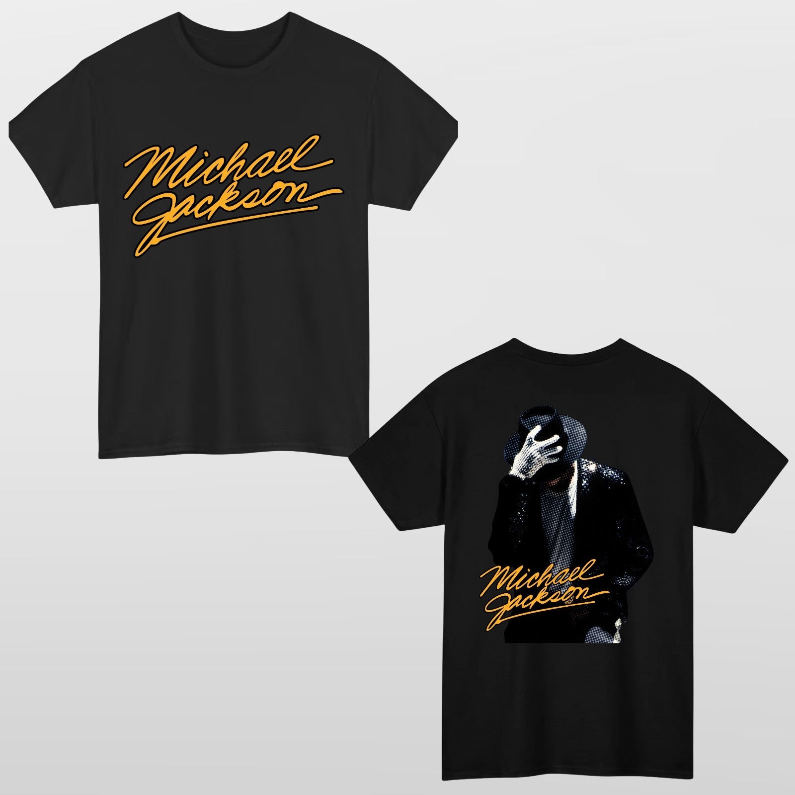 Michael Jackson Retro Pop Music T Shirt Front Back Graphic Unisex Tee