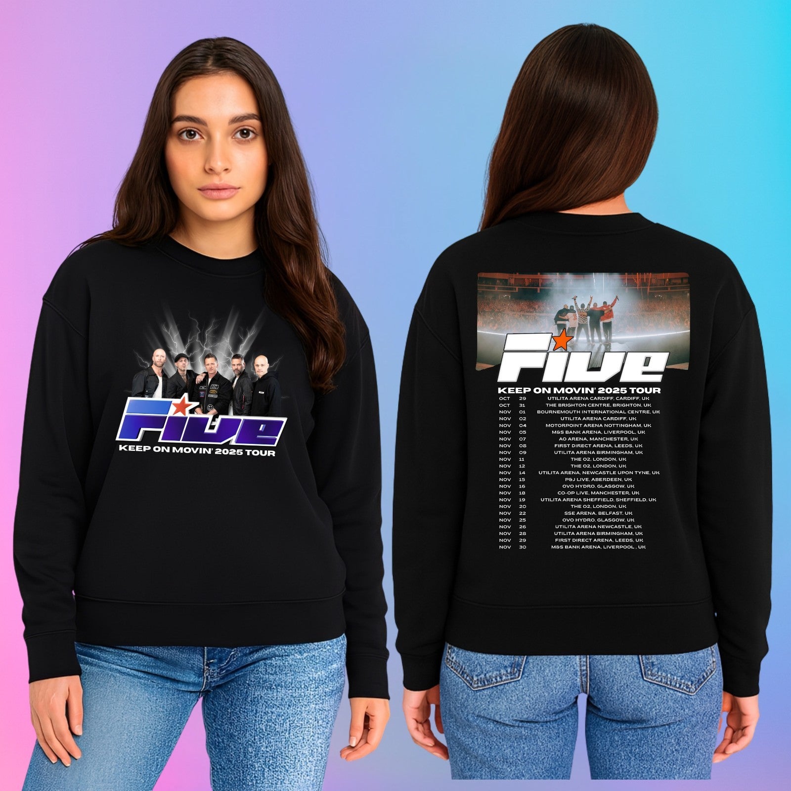 FIVE BOY Band Jumper Music Tour Venue & Dates Printed Fans Top Gift Sweat-shirt