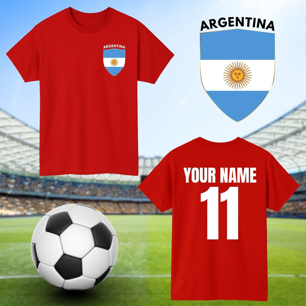 Personalised Argentina Football T-Shirt Custom Name And Number Sports Lover To