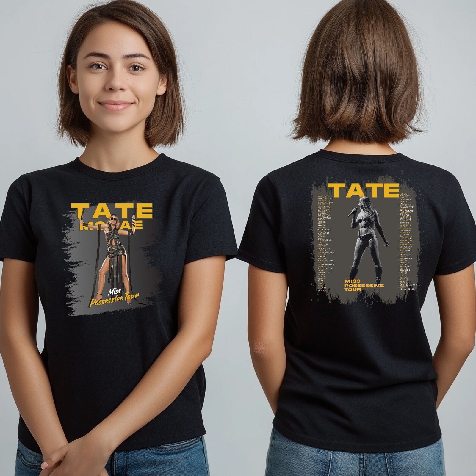 Tate McRae front & back tour concert T-Shirt product view 2