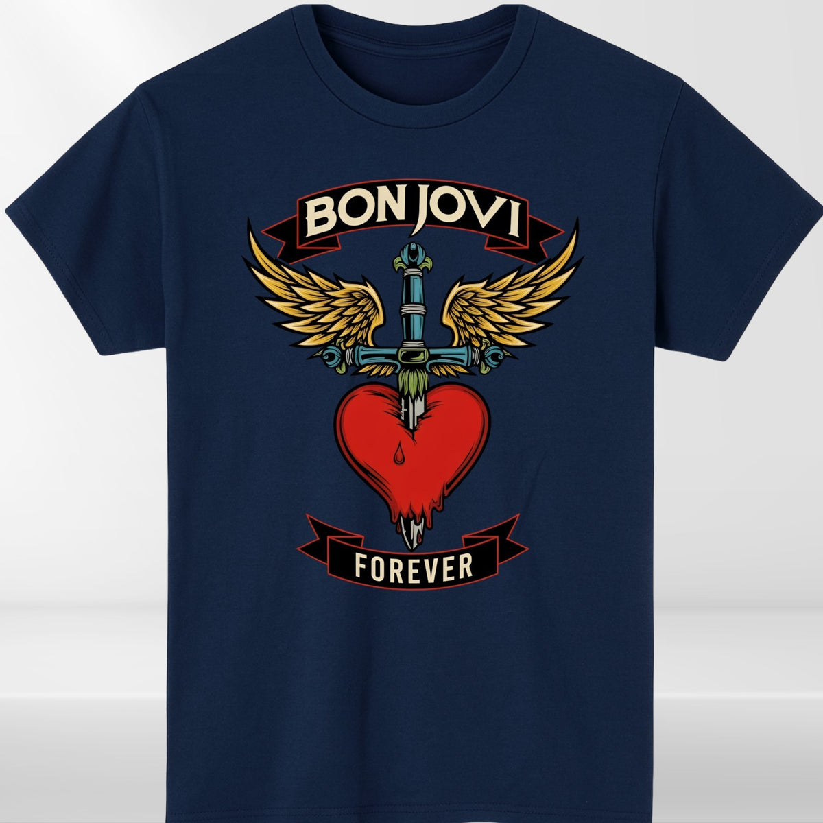 Bon Jovi Forever Inspired T-Shirt Band Merch Heart – Vintage Rock Band Concert