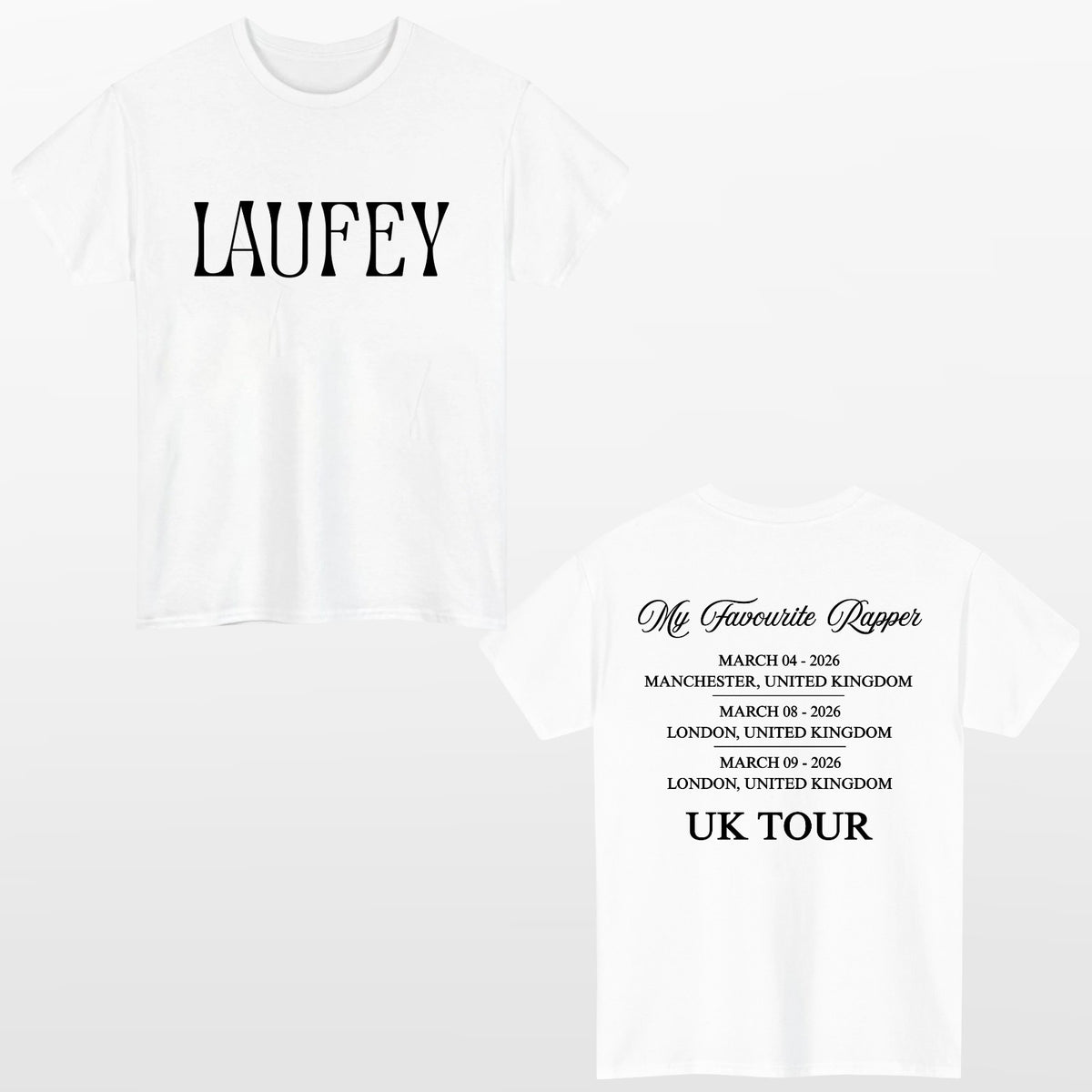 Laufey Favourite Rapper UK Tour Style T Shirt Front & Back Print Music Fan Tee