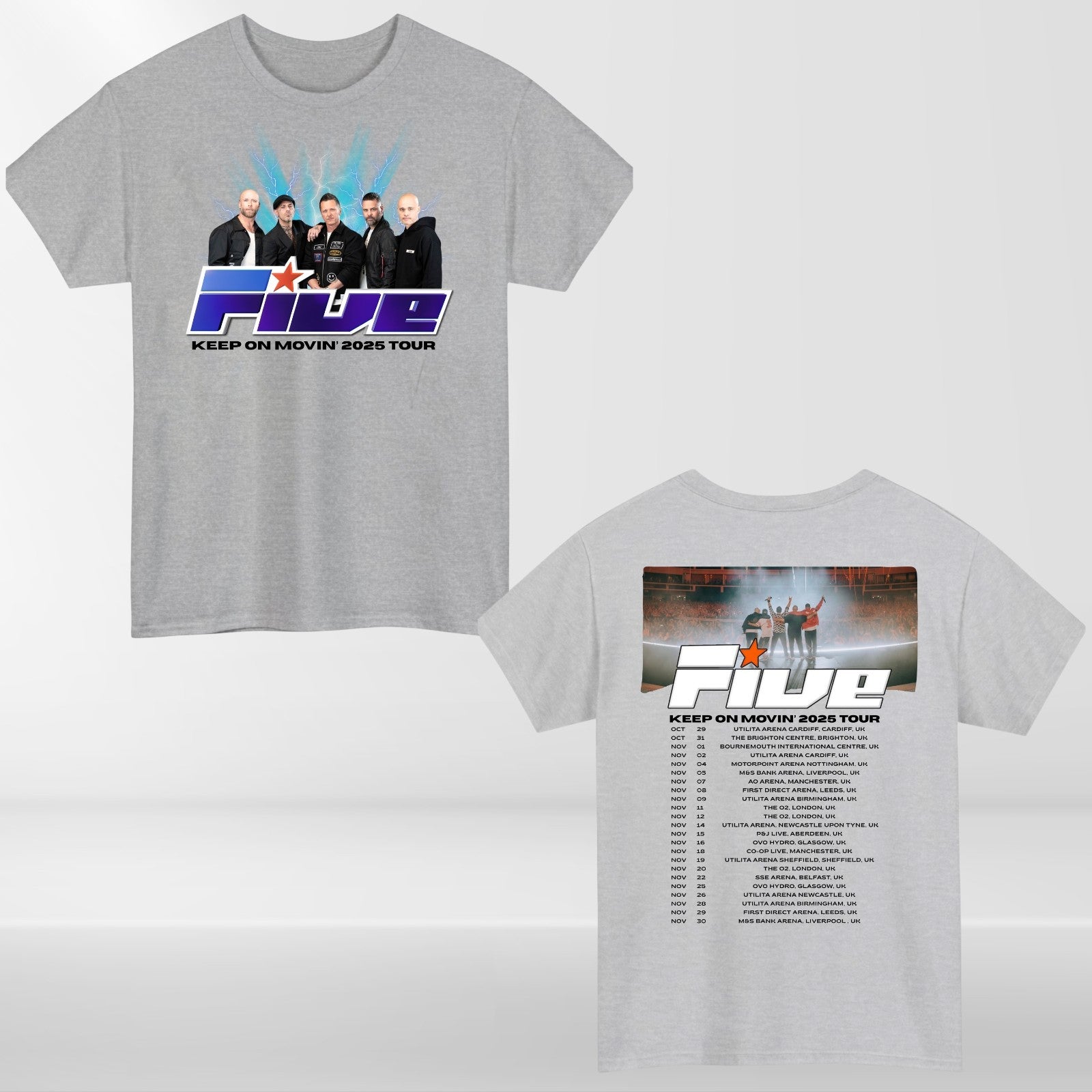Five Band Concert T-Shirt Keep On Moving 2025 Tour t tshirt Retro Pop Gift Top