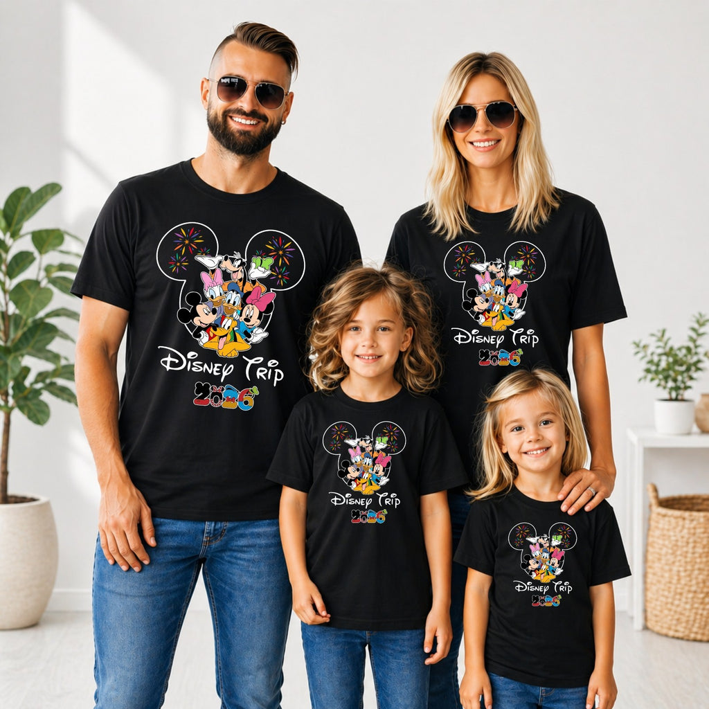 Family Vacation Trip 2026 Matching T-Shirt Theme Park Holiday Graphic Tee Adults