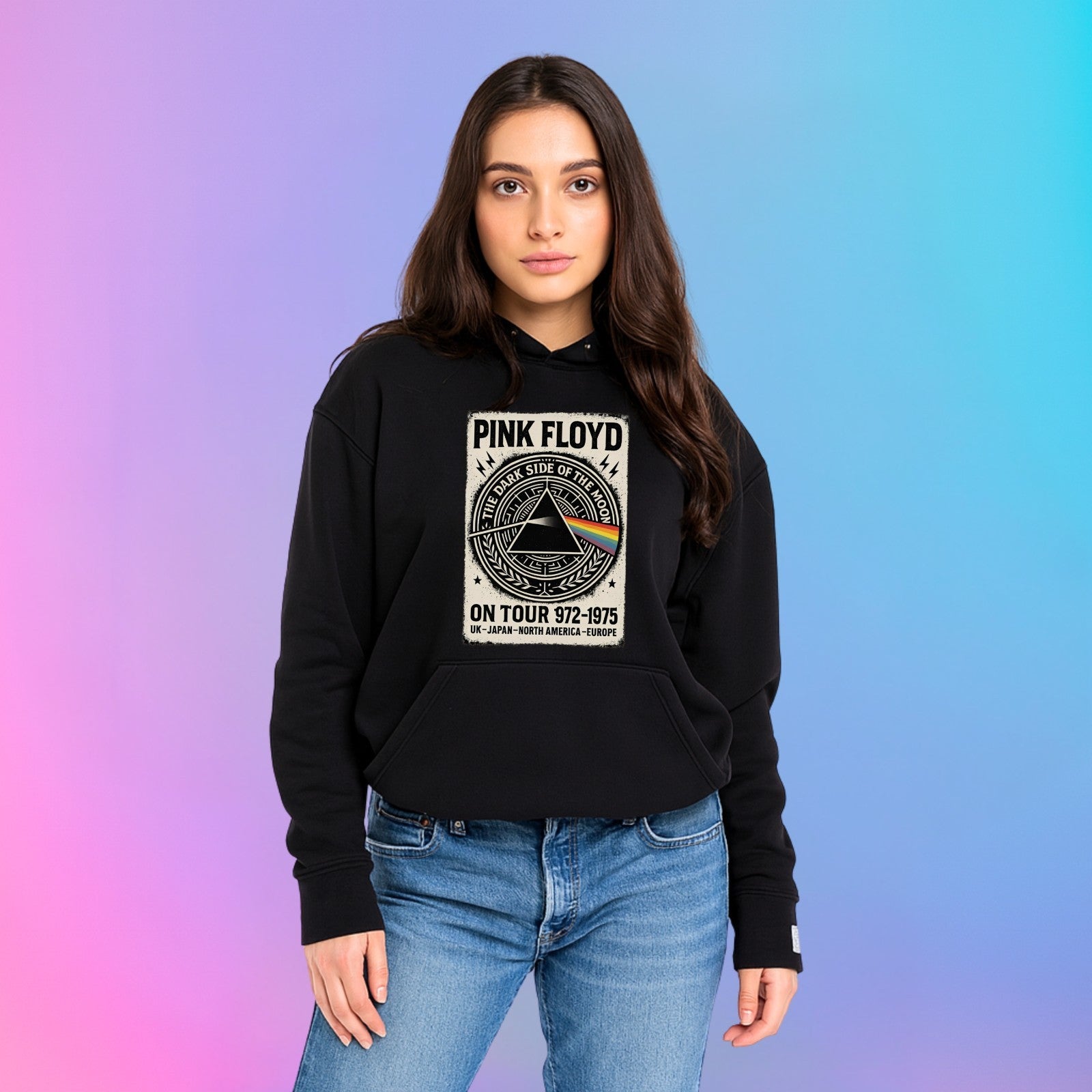 Vintage Psych Hoodie | Dark Side Of The Moon Band Hoodie | Music Gift Top 3Y–4XL