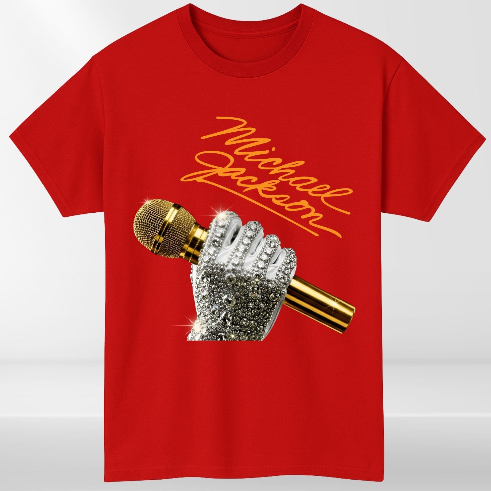 Michael Jackson Signature T-Shirt Gold Mic Glove King of Pop Graphic Unisex Tee