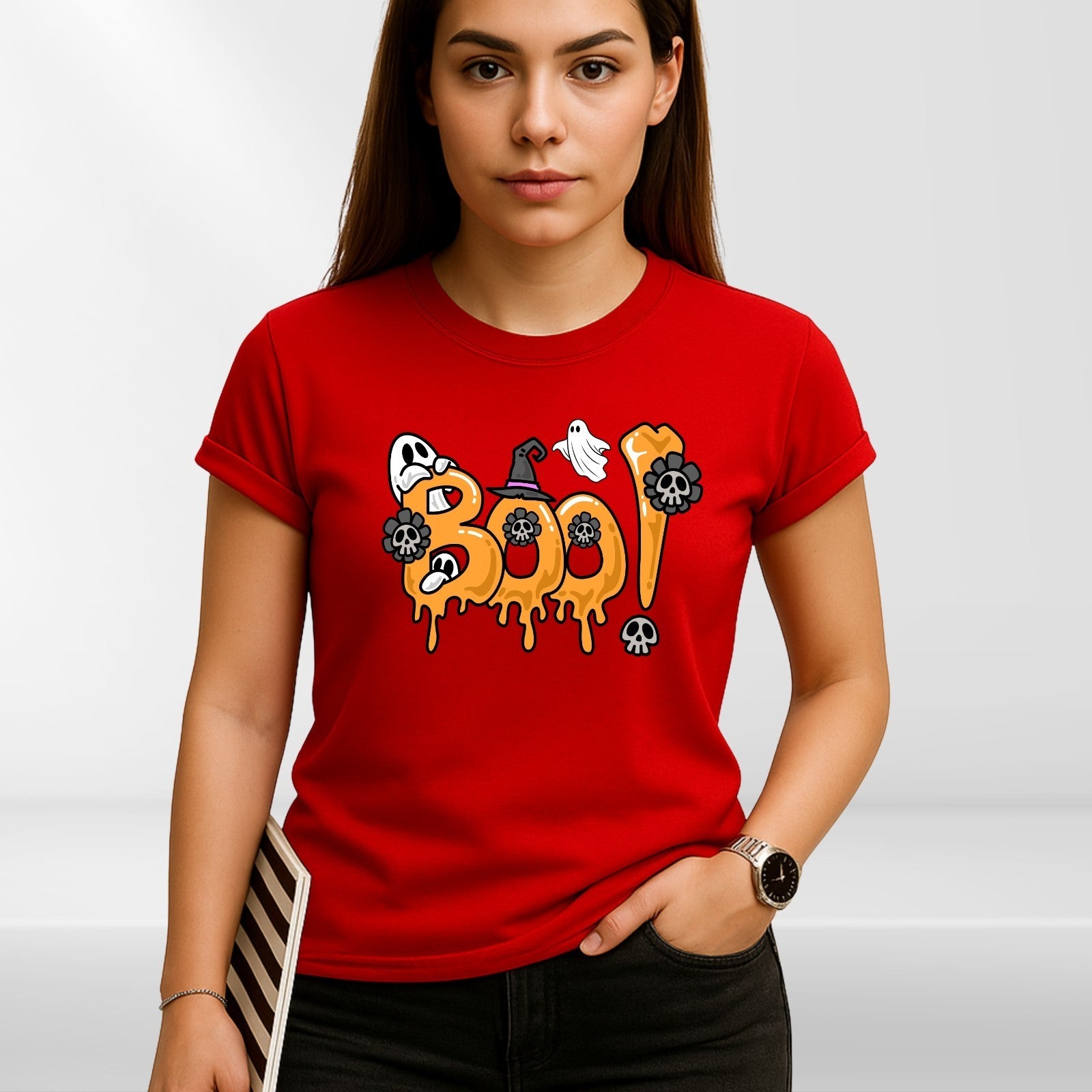 BOO! Halloween T-Shirt | Funny Ghost Pumpkin Tee | Spooky Horror Shirt | Trick o