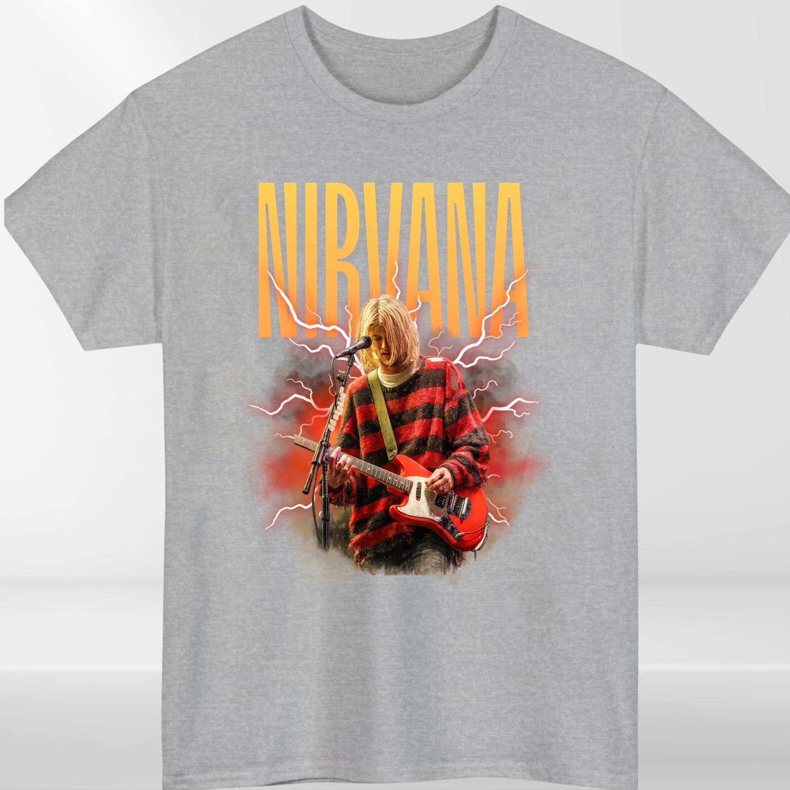 Nirvana T Shirt Kurt Cobain Guitar Grunge Rock Band Tee Unisex