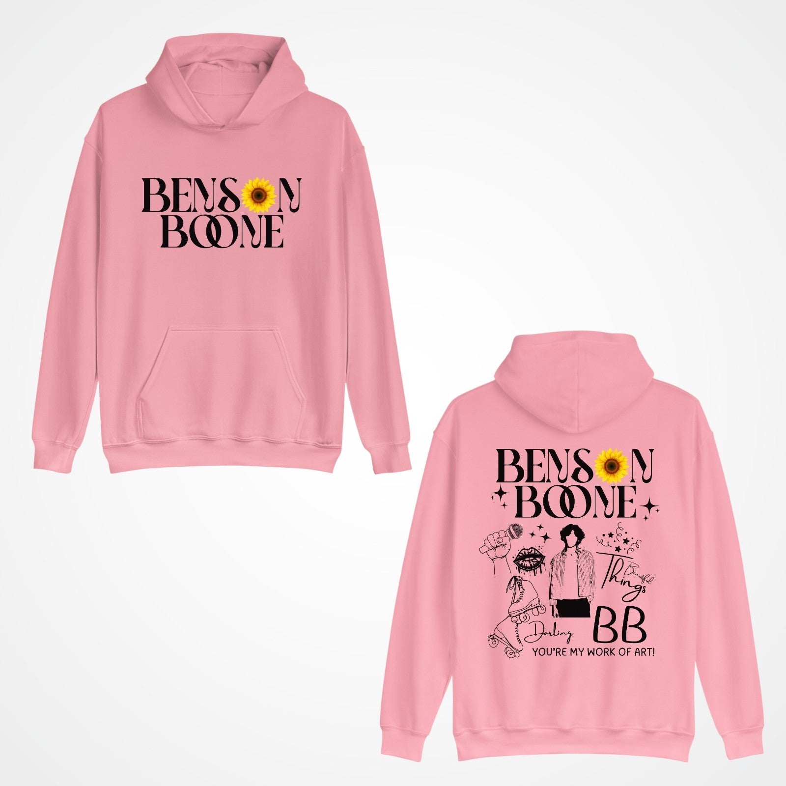 Emotional Pop Front & Back hoodie, Benson Boone concert lyrics tee Hoody