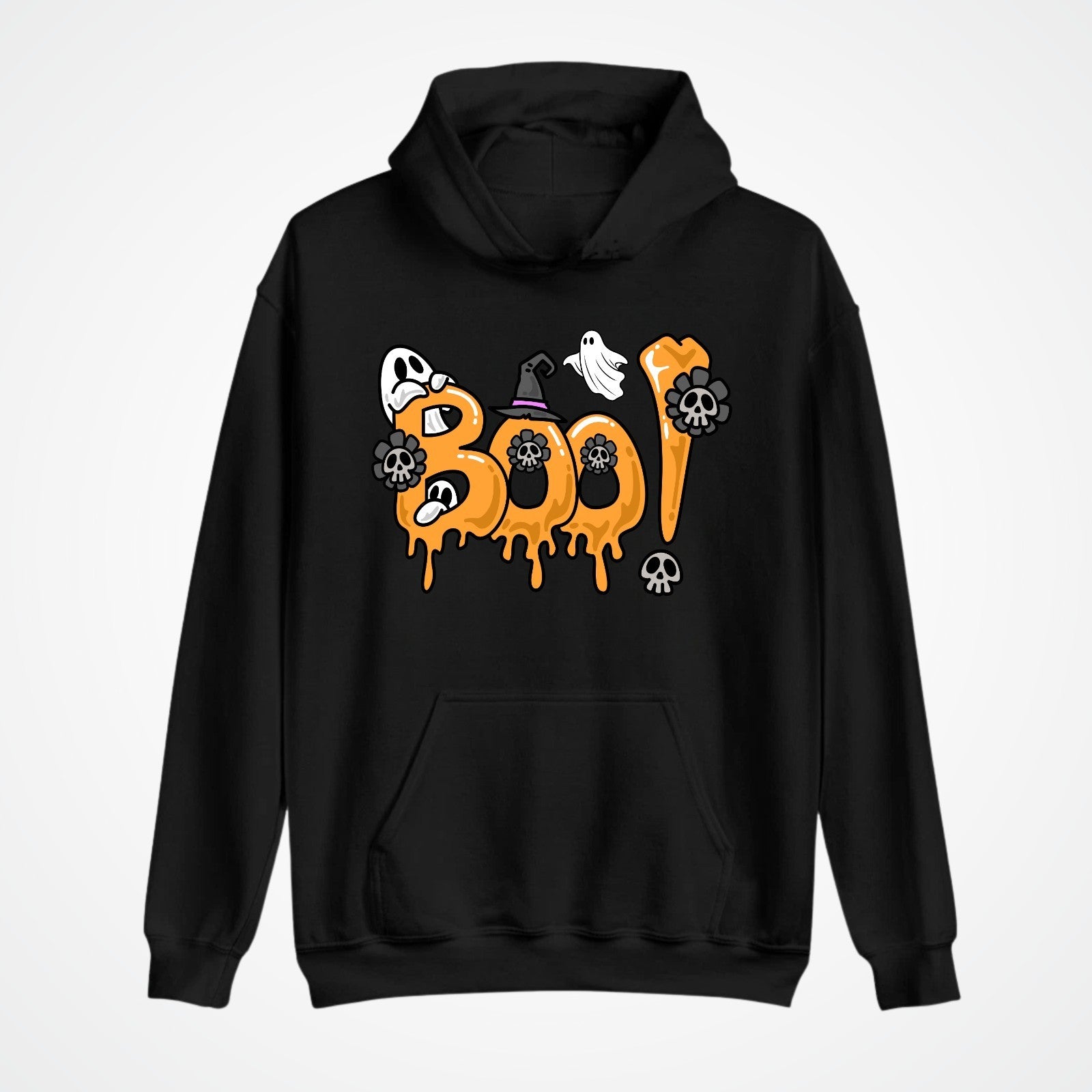 BOO! Halloween Hoodie | Funny Ghost & Skull Design | Spooky Unisex Sweatshirt |