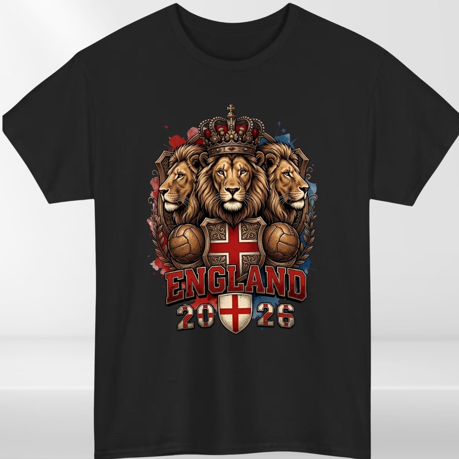 England 2026 Three Lions Inspired T Shirt Football Fan Graphic Gift Tee UK