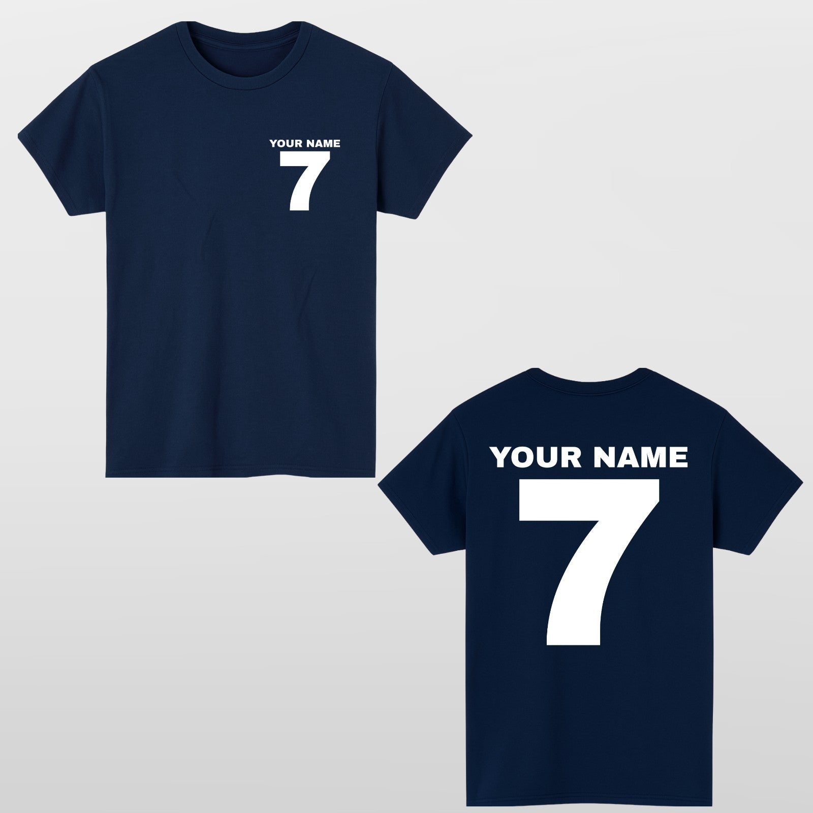 Personalised Football T Shirt Custom Name Number Unisex Cotton Tee Top UK