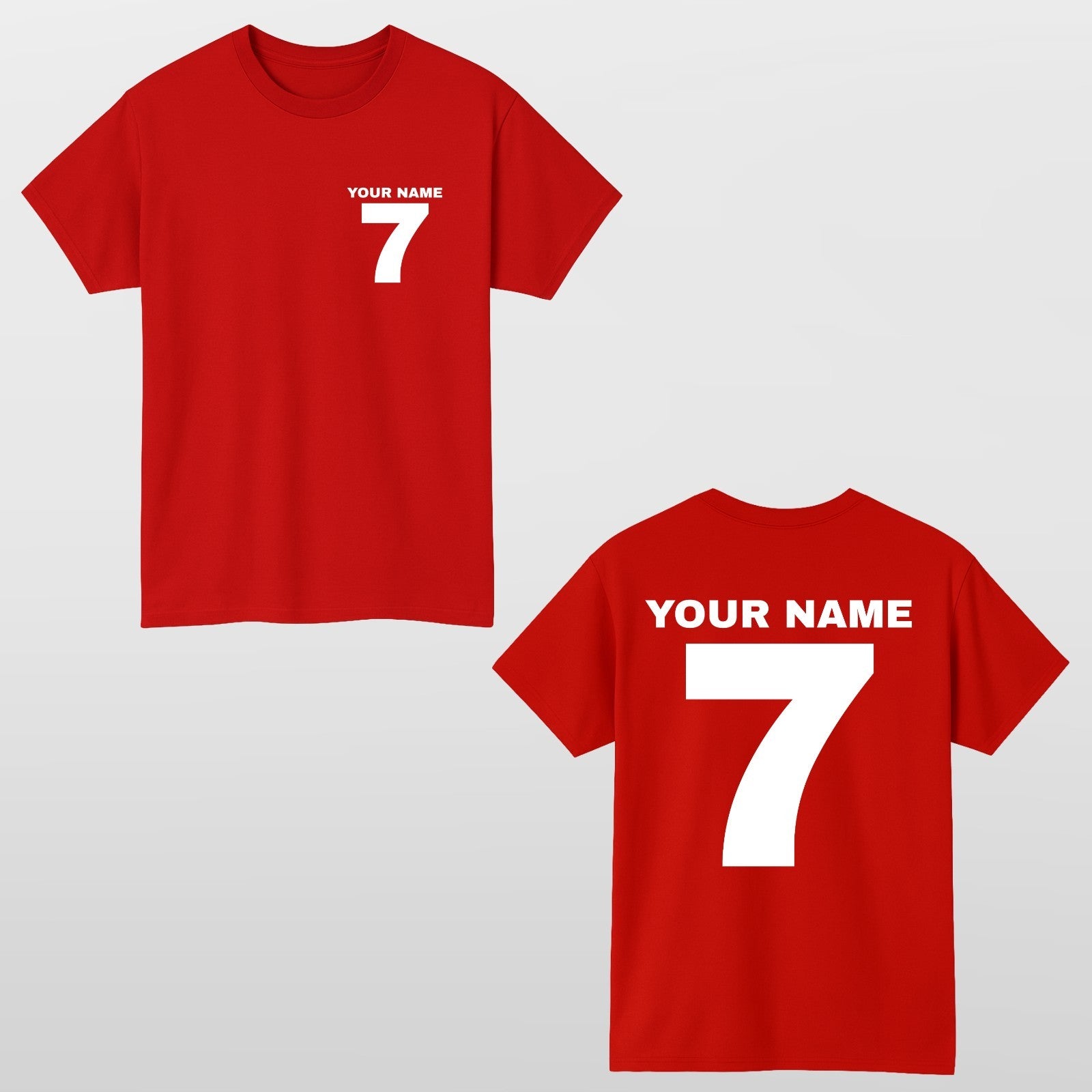 Personalised Football T Shirt Custom Name Number Unisex Cotton Tee Top UK