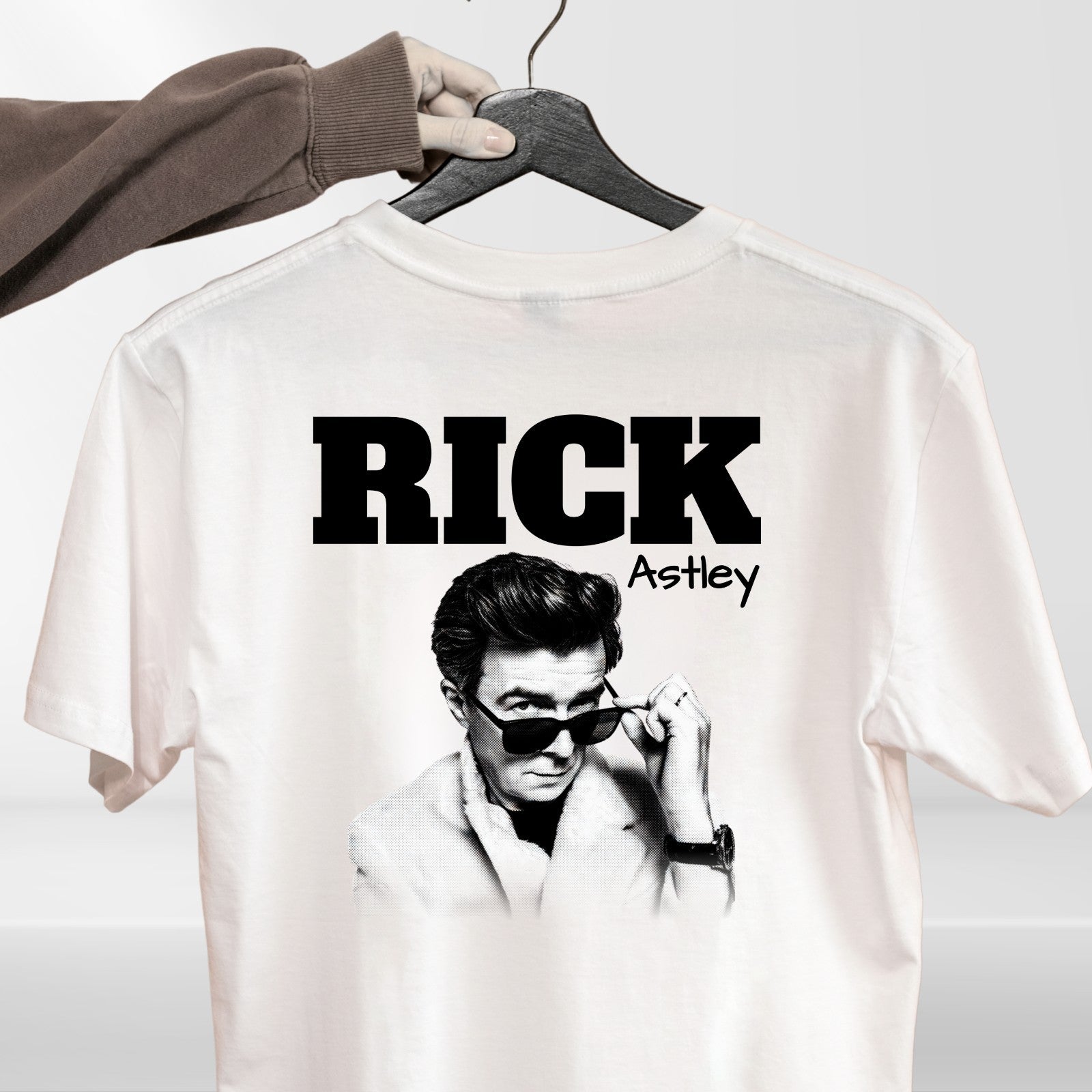Rick Astley Homage T-Shirt Funny UK Music Icon Legend 90's 80's Retro Tee