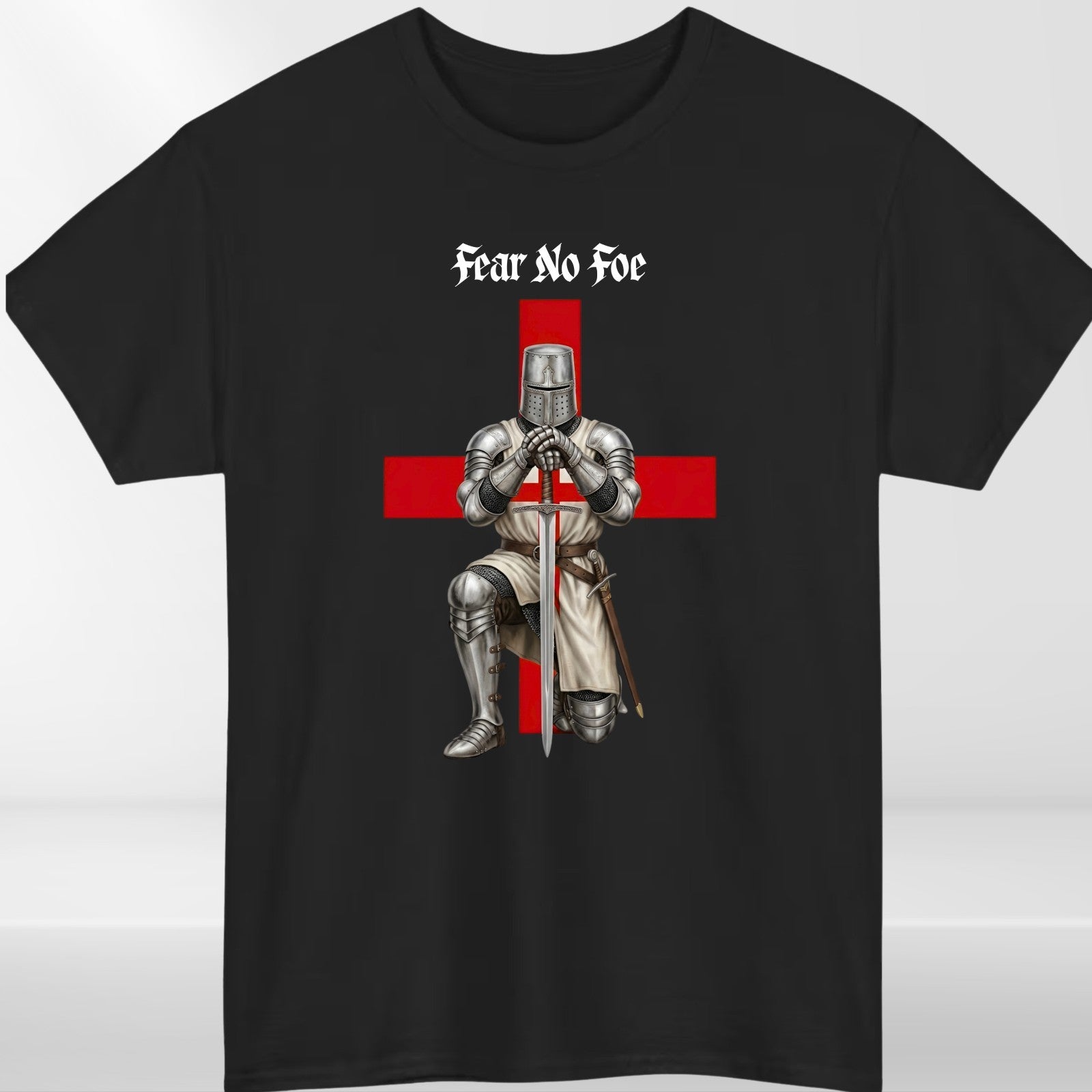 St George's Day Fear No Foe T-Shirt England Knight Cross Unisex Gift Medieval Te