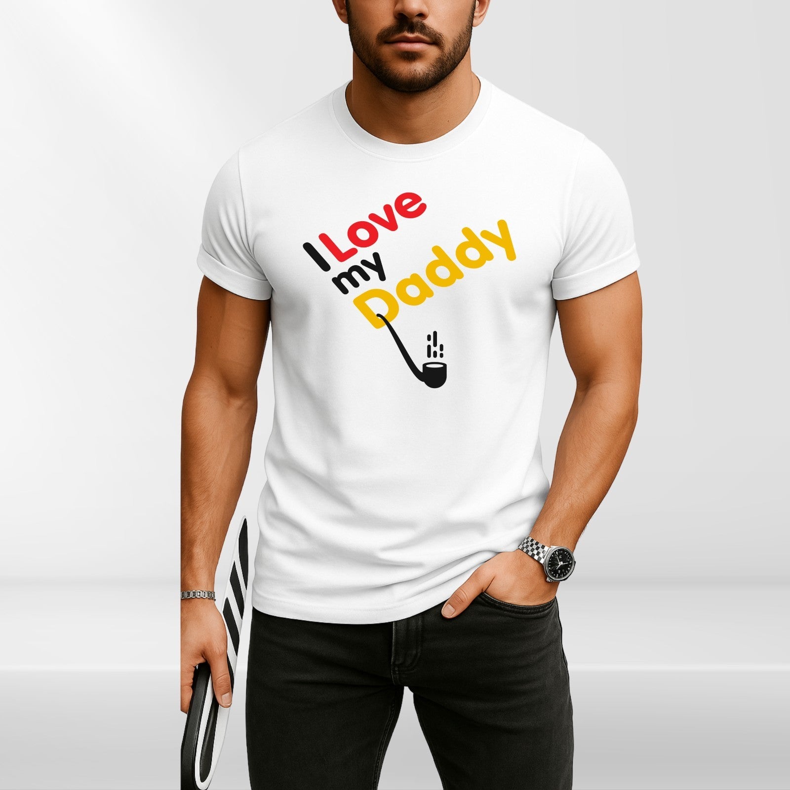 I Love My Daddy T-Shirt Funny Fathers Day Gift Kids Baby Dad Tee Cute Family Top