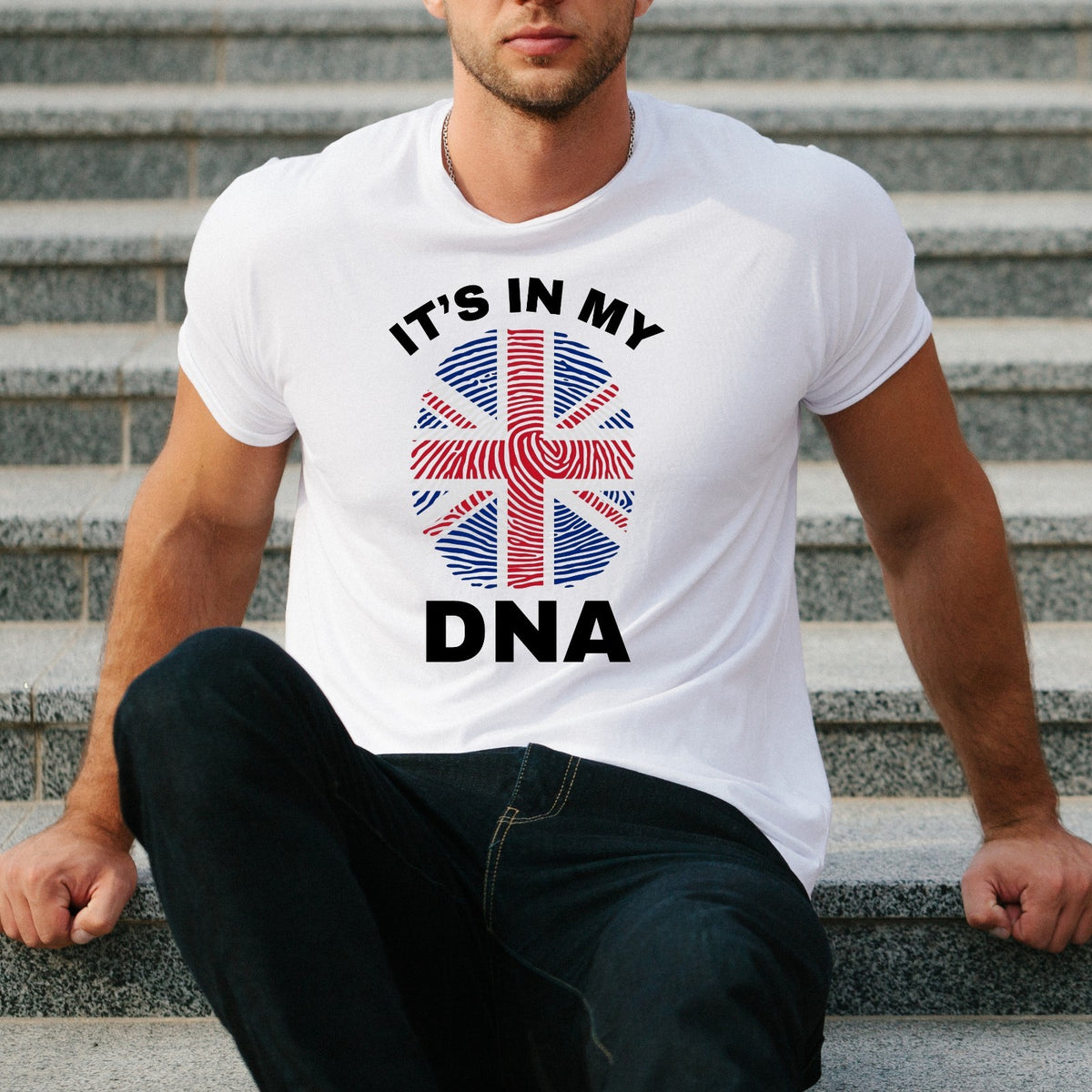 Britain Its In My DNA Funny Union Jack Flag T Shirt British Pride Unisex Cotton