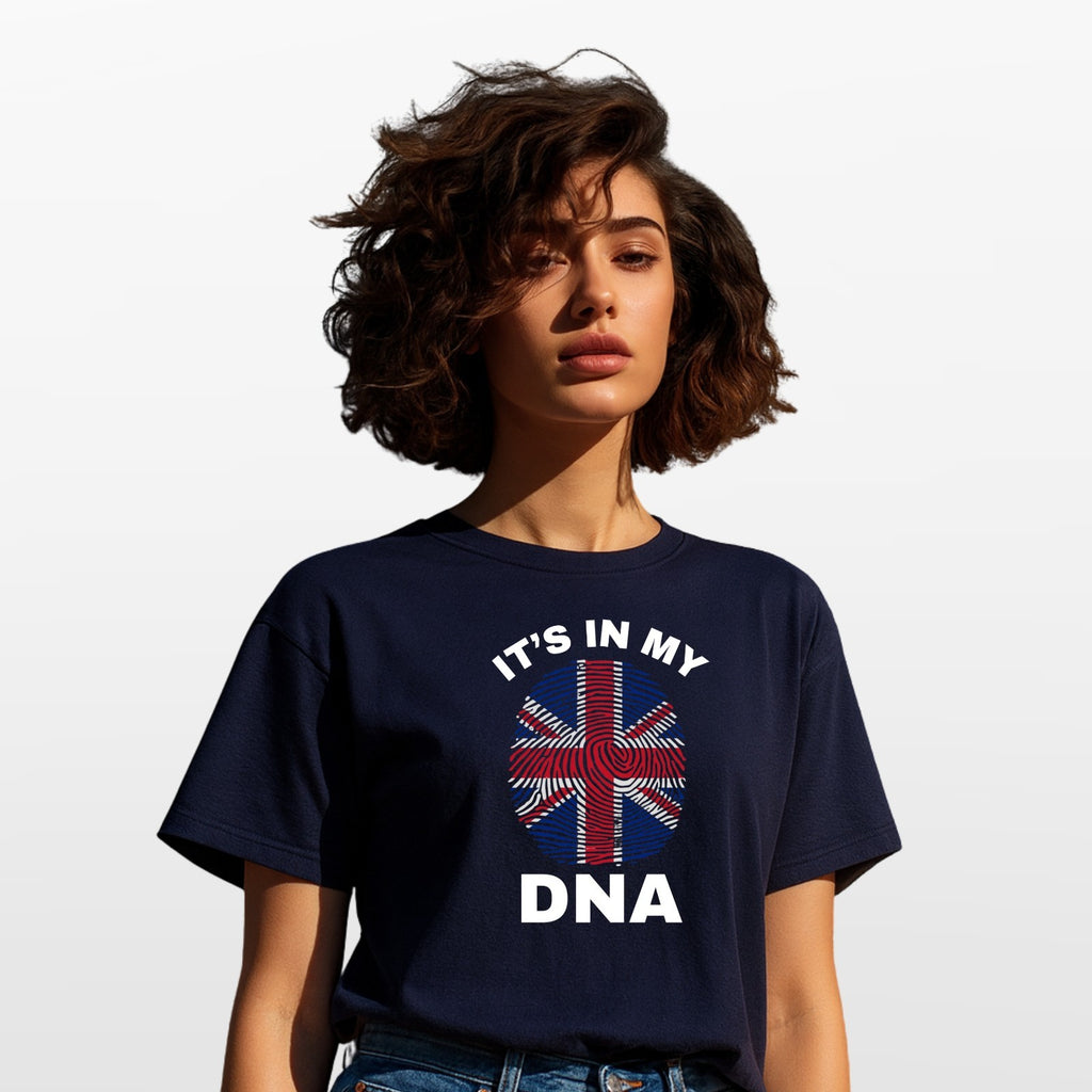 Britain Its In My DNA Funny Union Jack Flag T Shirt British Pride Unisex Cotton