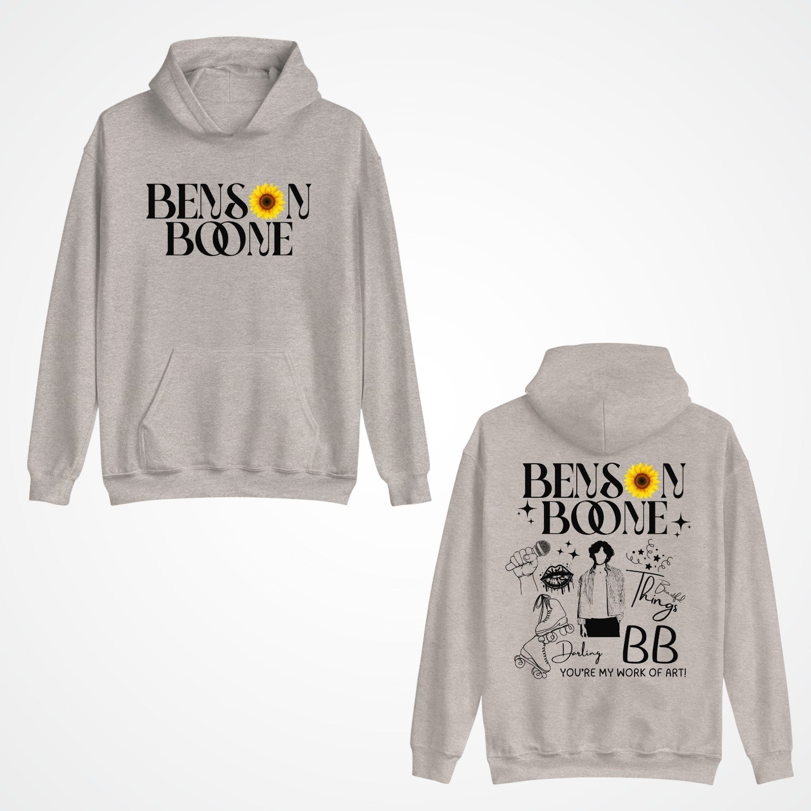 Emotional Pop Front & Back hoodie, Benson Boone concert lyrics tee Hoody