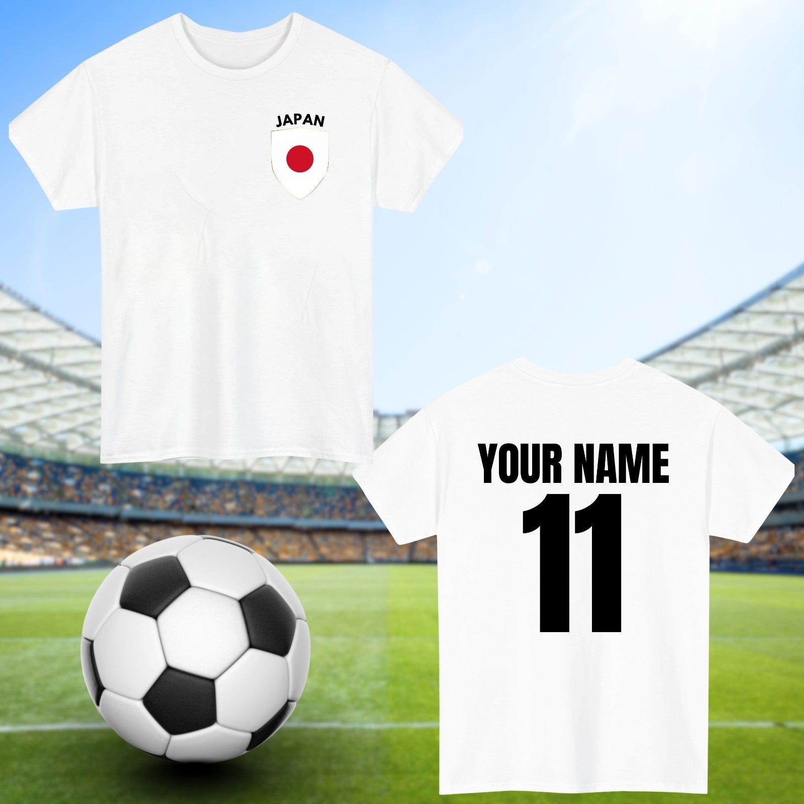 Personalised Japan Football T-Shirt Custom Name And Number Sports Lover To