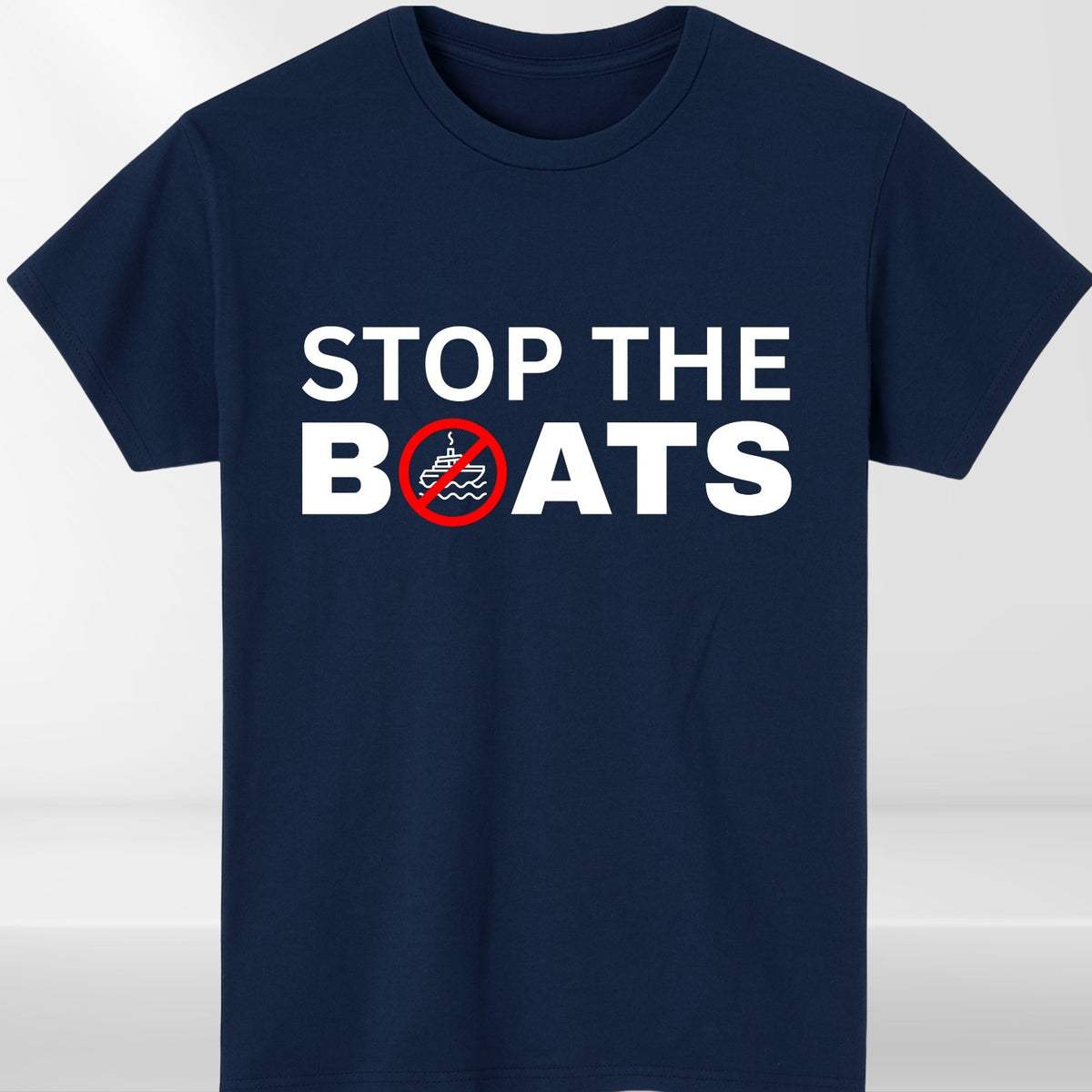 Stop The Boats Political Slogan Funny Graphic T Shirt Unisex Tee