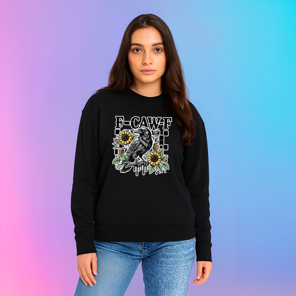 F-CAW-F Sarcastic Chicken Sweatshirt Printed Funny Gothic Gift Crew Neck Jumper