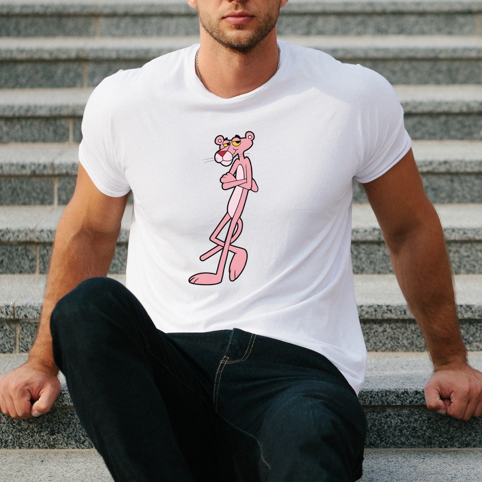 Pink Panther Retro Cartoon T-Shirt Vintage Funny Graphic Unisex Tee Classic Gift
