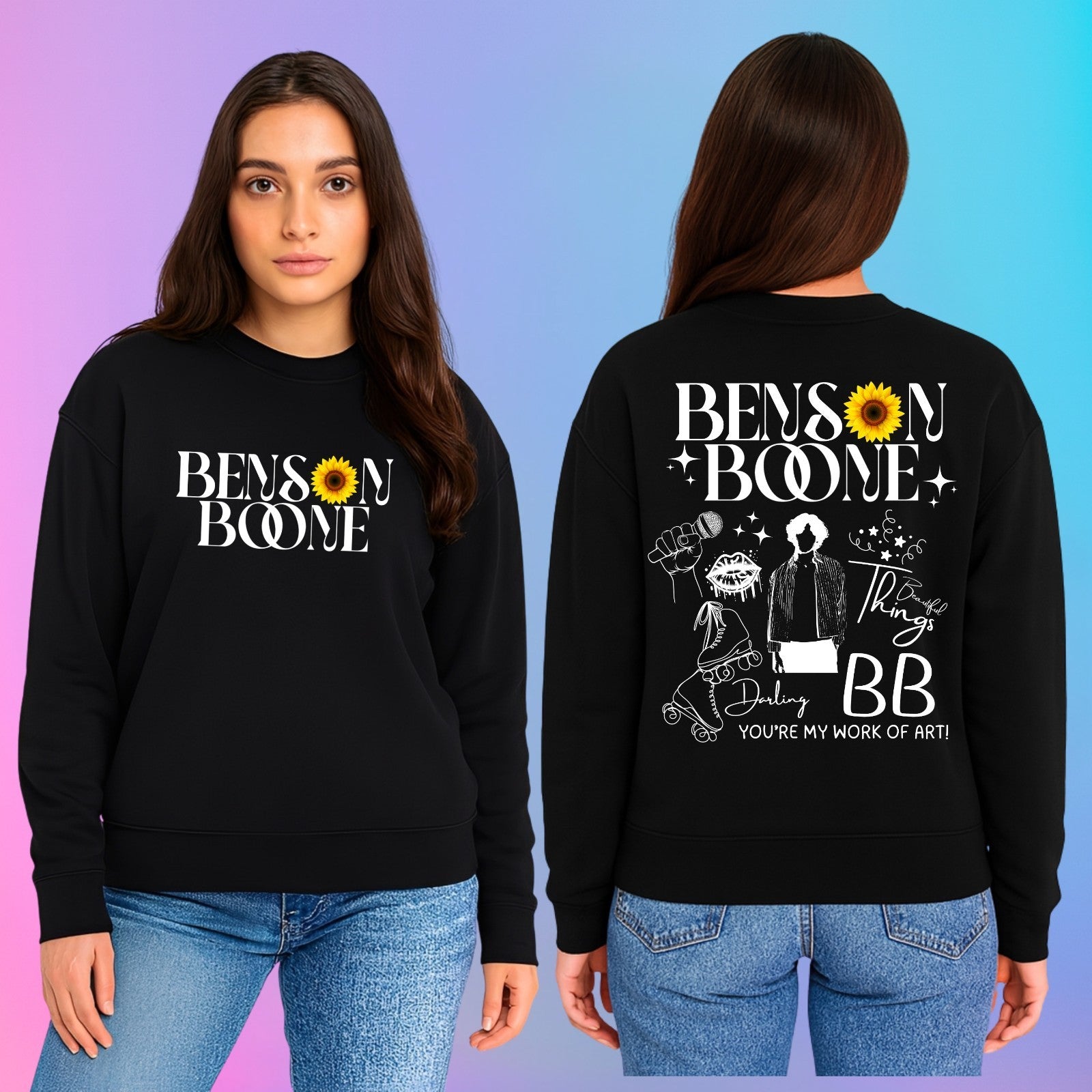 Emotional Pop Front & Back Jumper  Benson Boone concert lyrics Jumper top