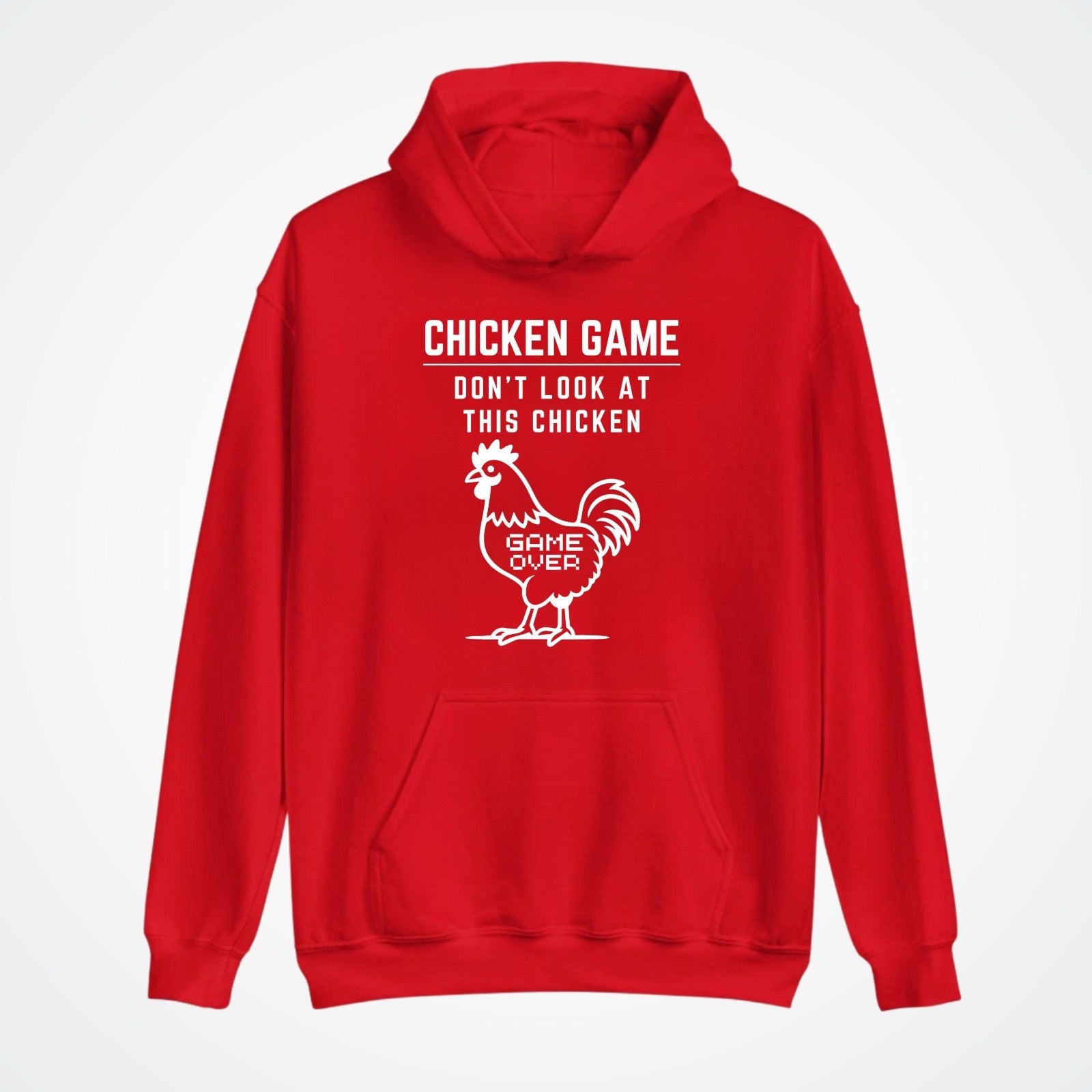 CHICKEN GAME HOODIE Dont Look Game Over Funny Novelty Hooded Jumper