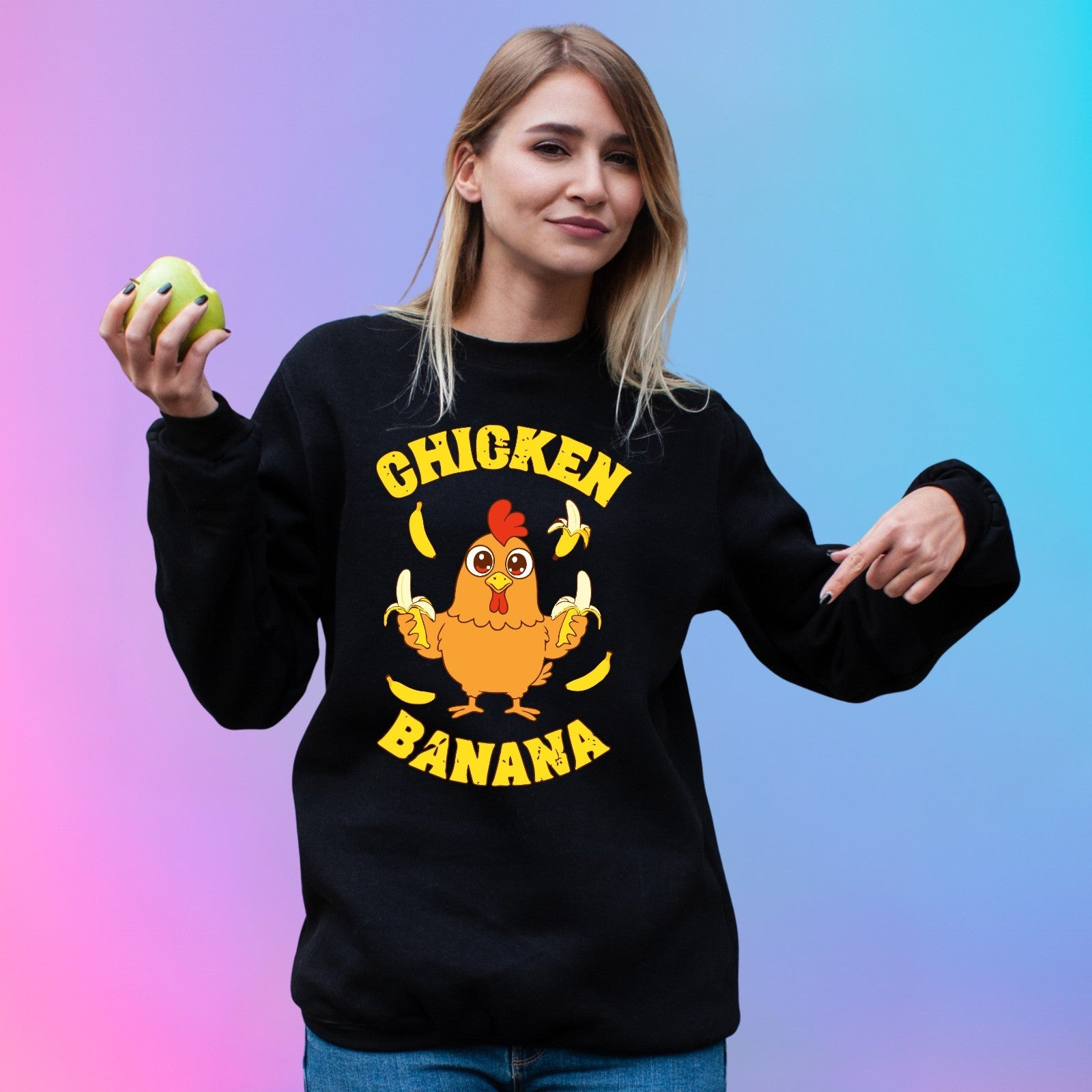 Chicken Banana Jumper | Funny Chicken Meme Sweatshirt | Cute Gift | Kids to 4XL