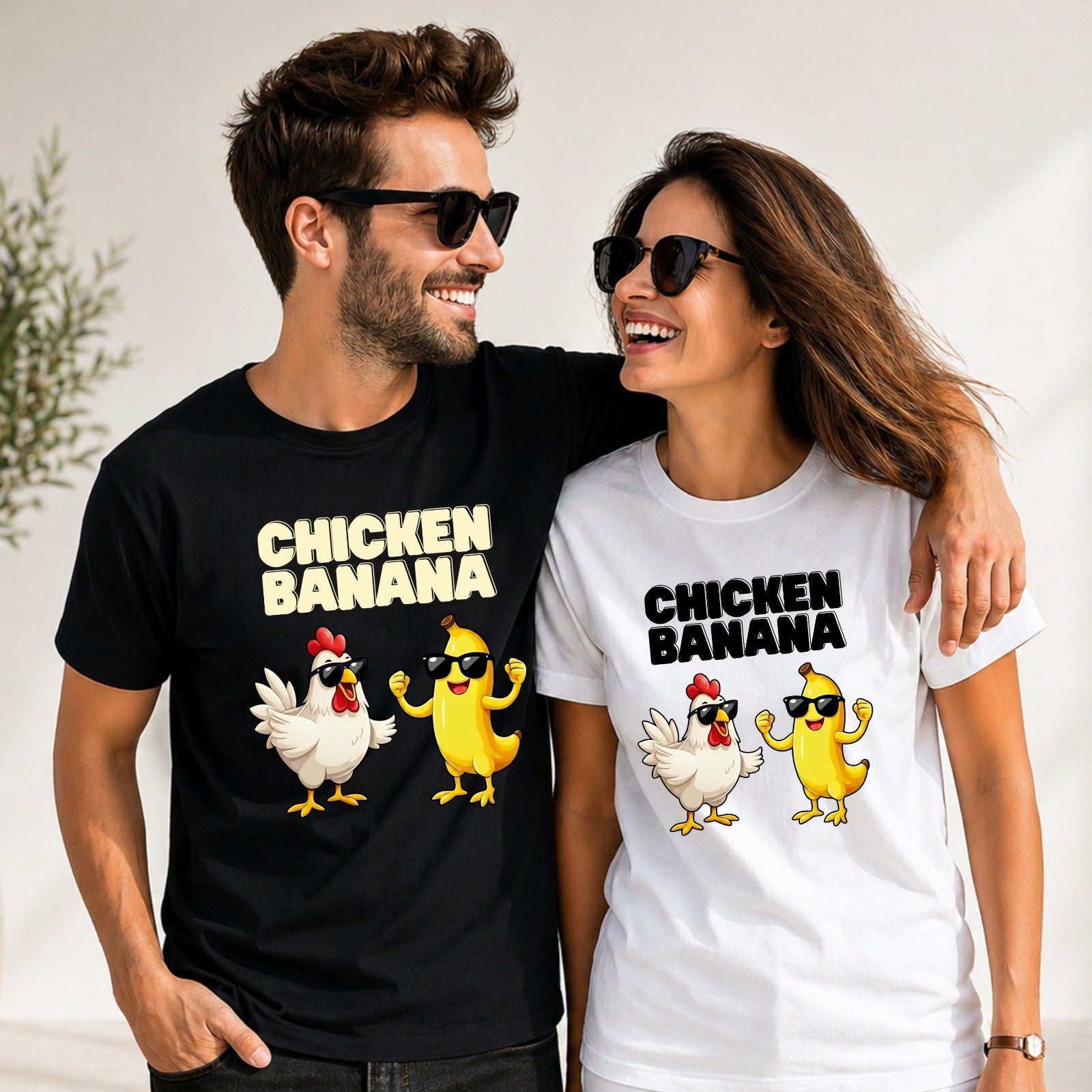 Funny Dancing Chicken Banana T-Shirt Graphic Meme Cartoon Unisex Casual Tee