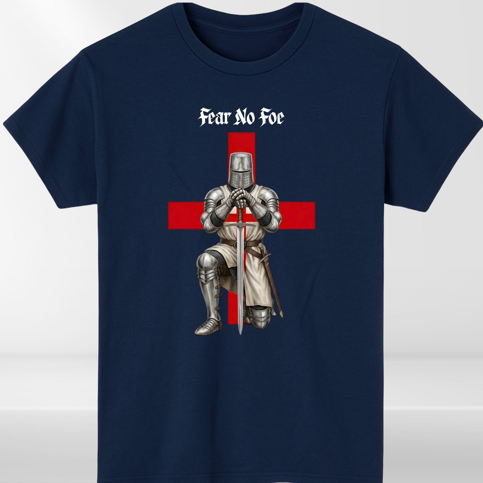 St George's Day Fear No Foe T-Shirt England Knight Cross Unisex Gift Medieval Te