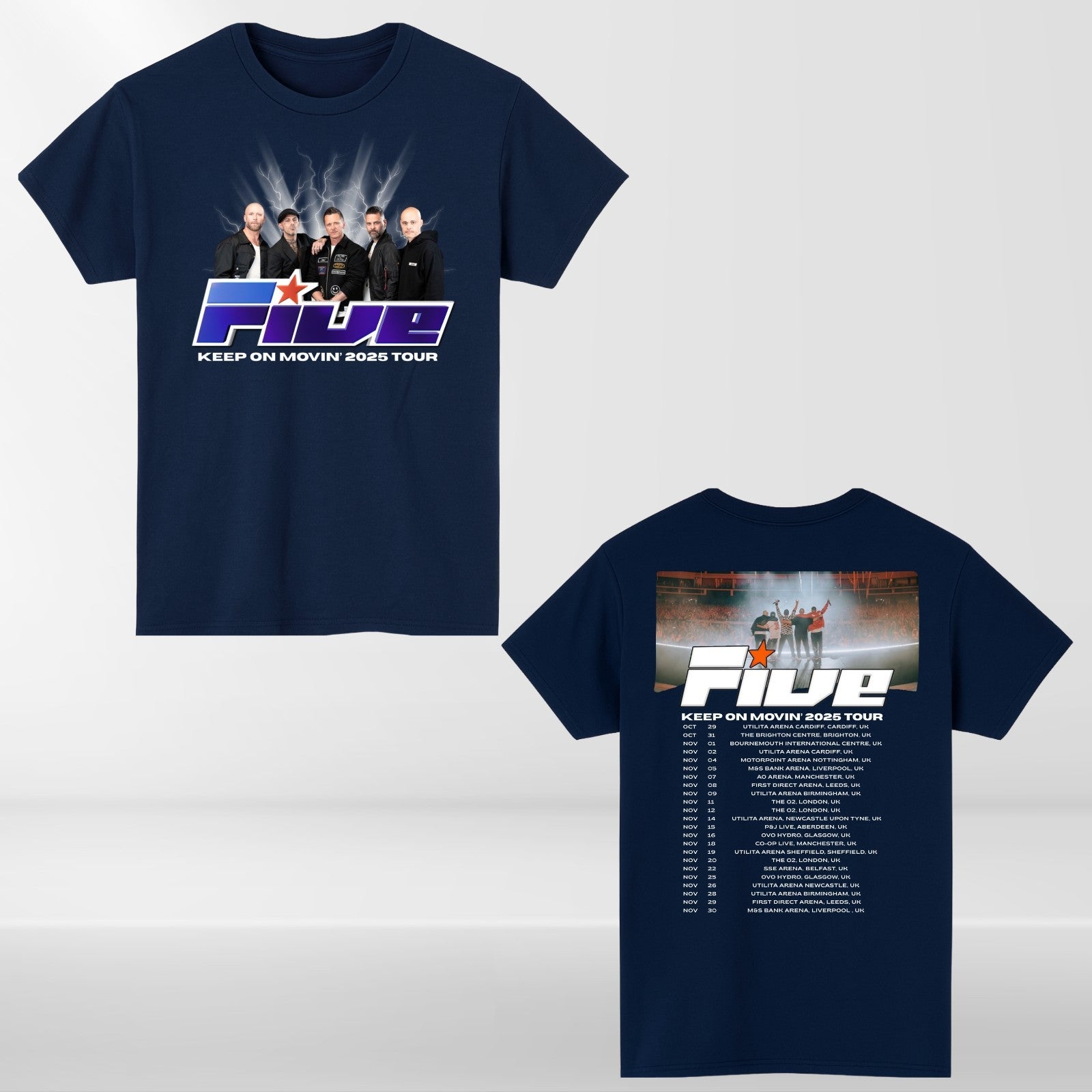Five Band Concert T-Shirt Keep On Moving 2025 Tour t tshirt Retro Pop Gift Top