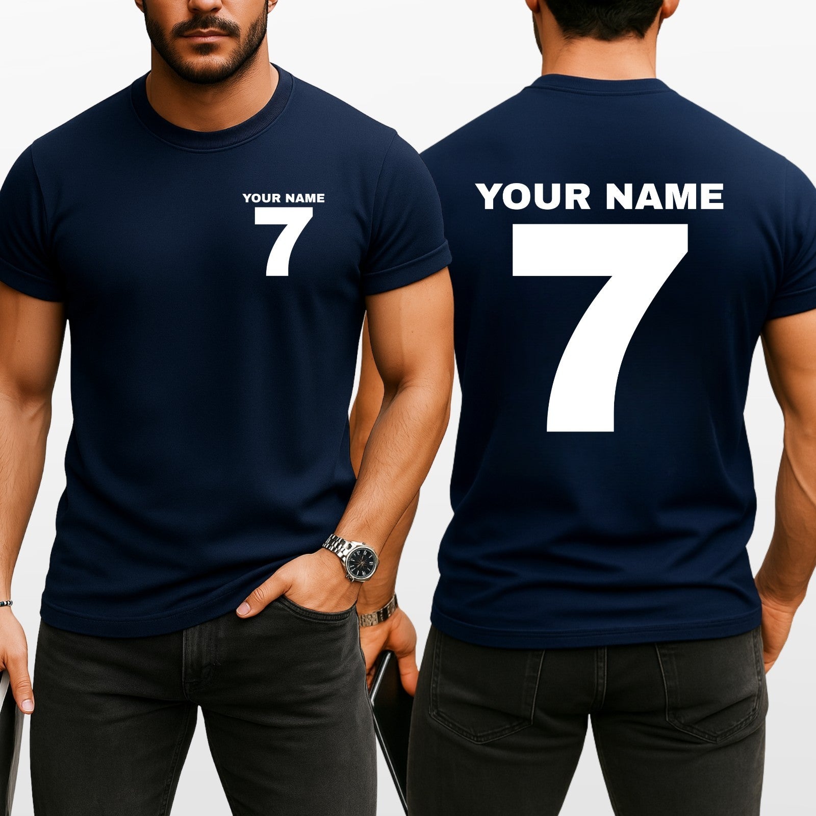 Personalised Football T Shirt Custom Name Number Unisex Cotton Tee Top UK
