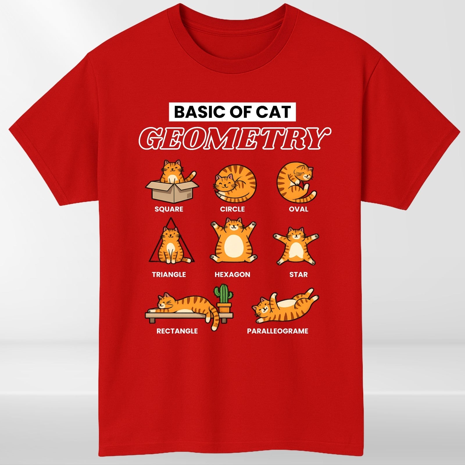 Cat Geometry Graphic Print Animal Meme Mens Womens Shirt Unisex Tee