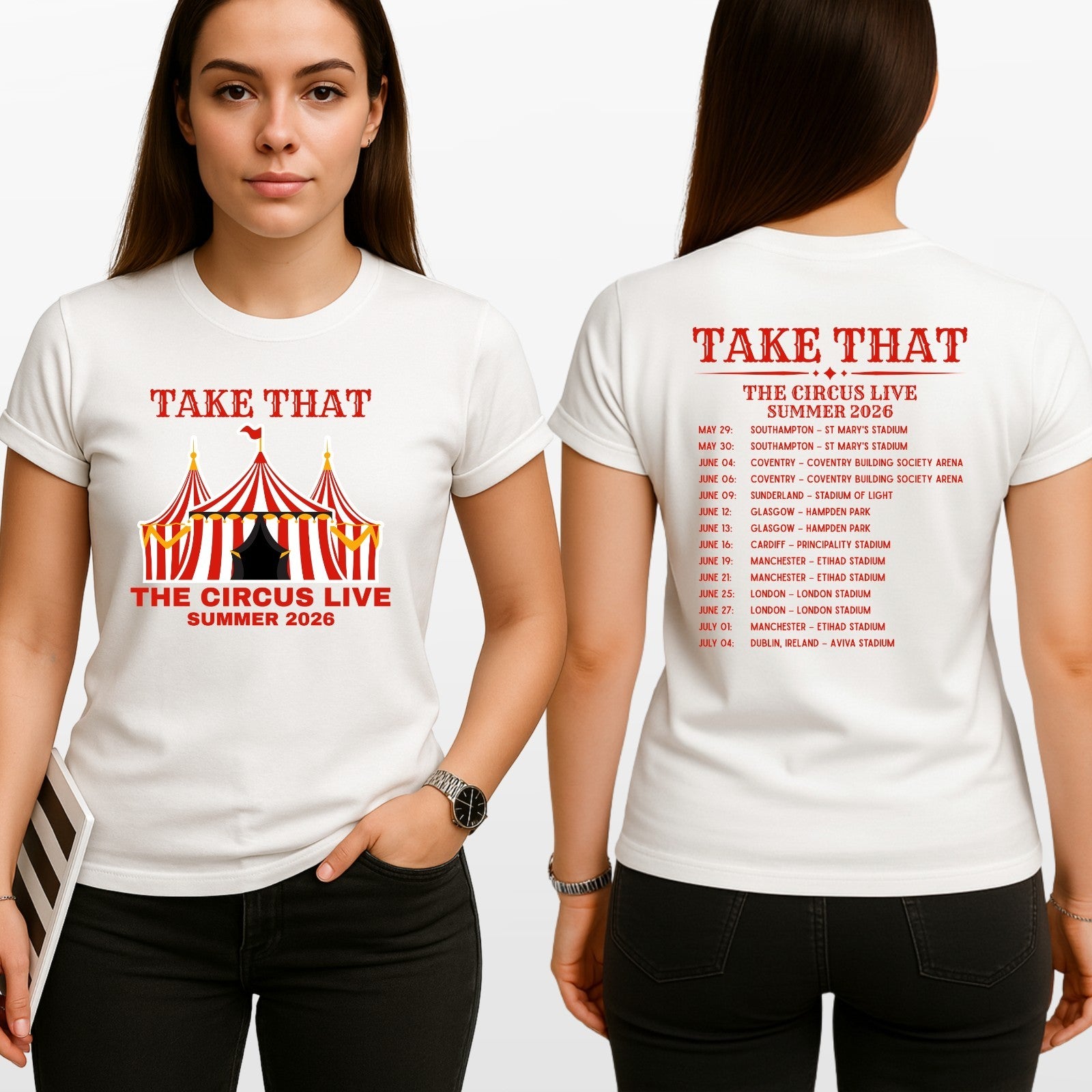 Take That The Circus Live Tour 2026 Inspired 2 Sided Unisex Music Fan T-Shirt