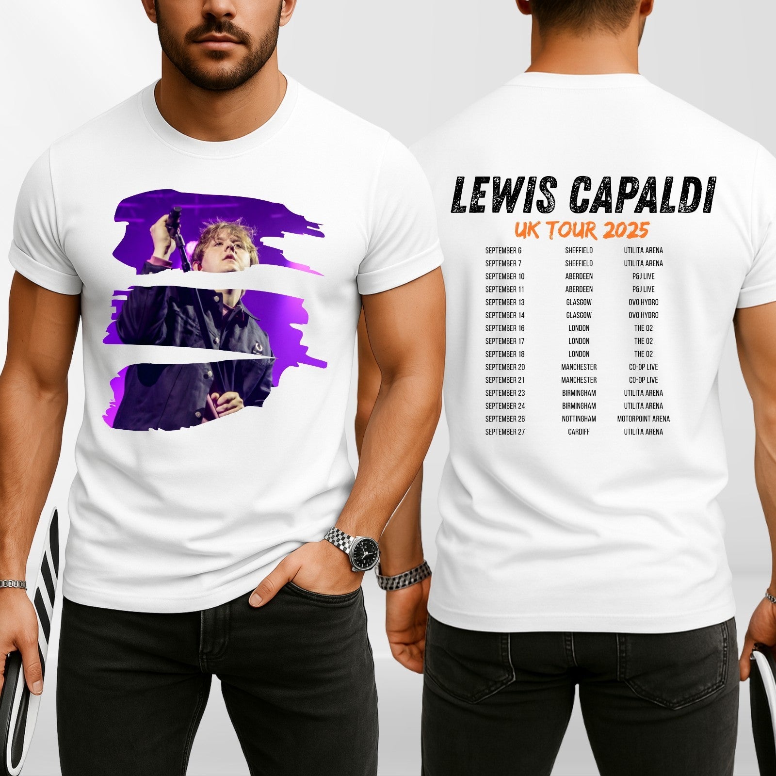 Lewis Capaldi UK Tour 2025 T-Shirt Concert Merch Front & Back Fan Gift Tee Top