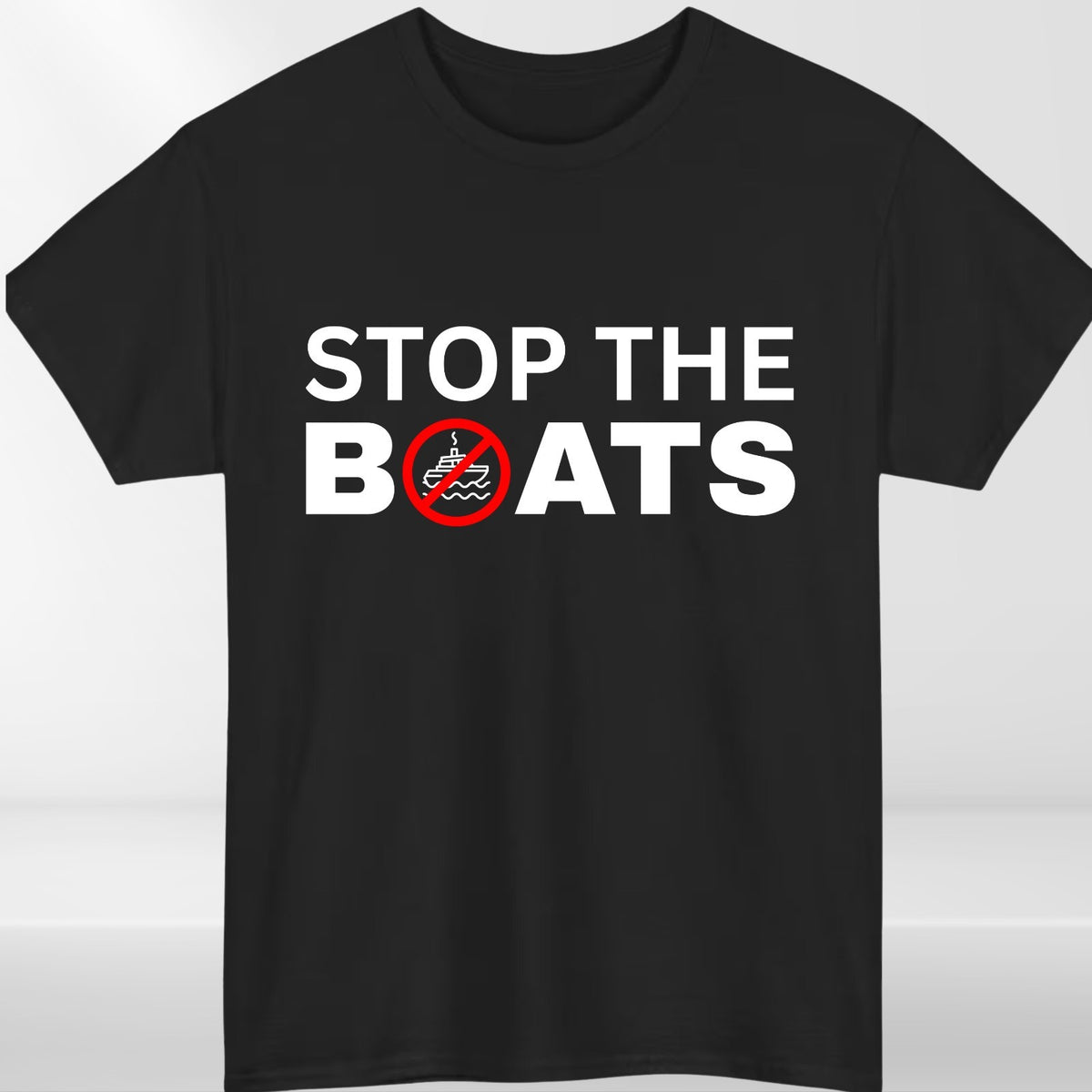 Stop The Boats Political Slogan Funny Graphic T Shirt Unisex Tee
