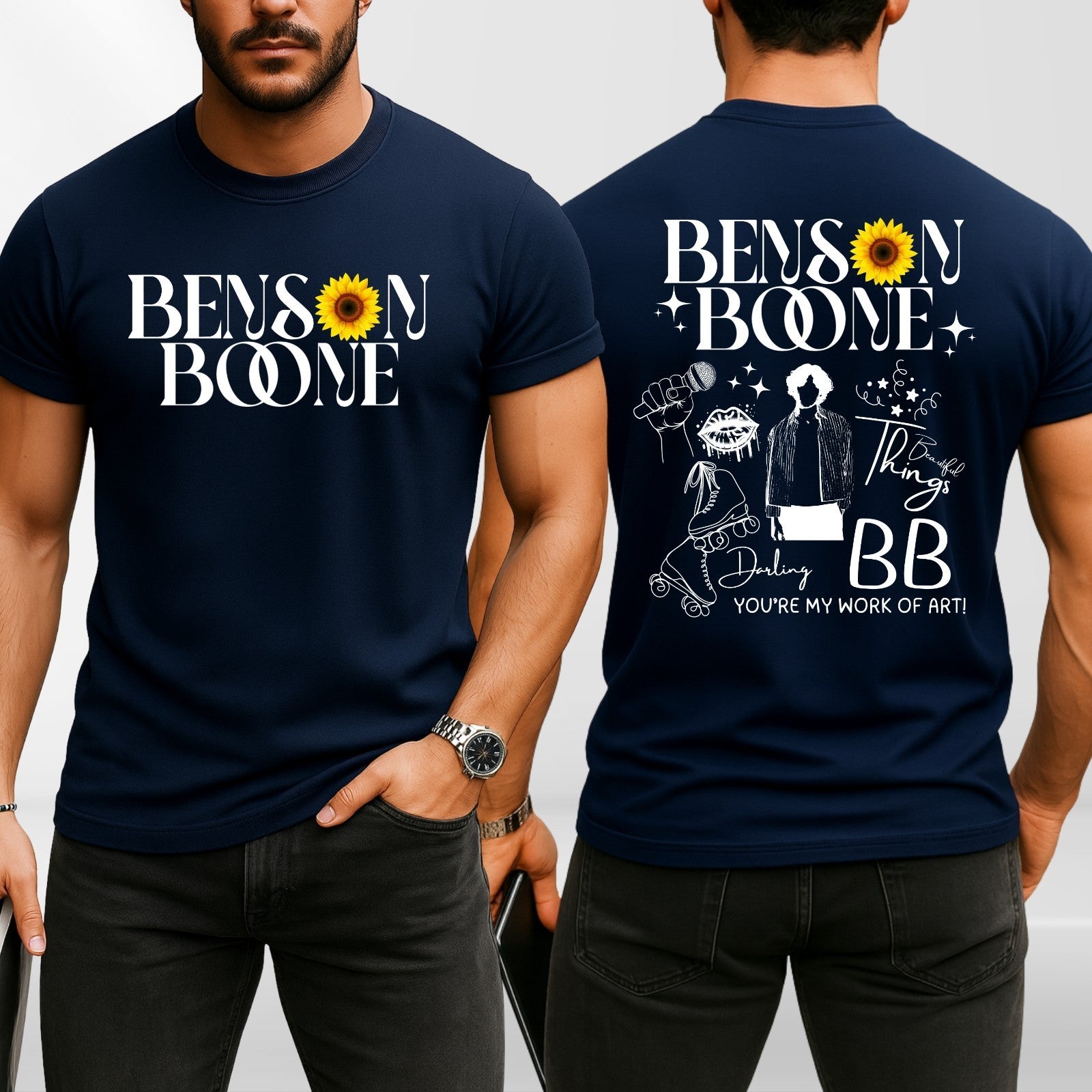 Benson Bonne Front & Back T shirt, Benson Boone concert lyrics tee top