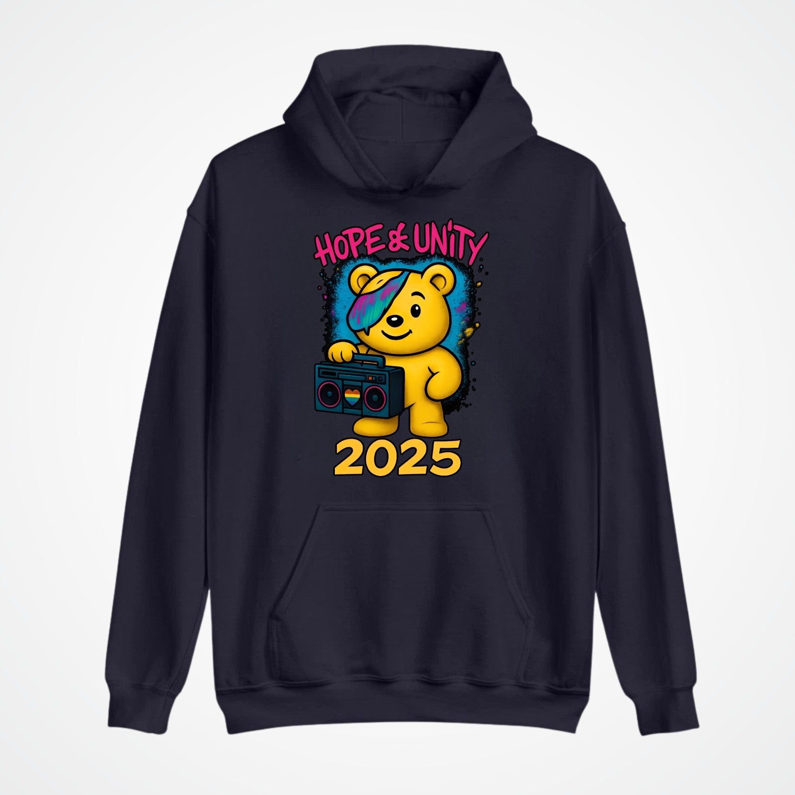 Hope & Unity 2025 Bear Hoodie | Positive Graphic Hoodie | Unisex 3Y–4XL